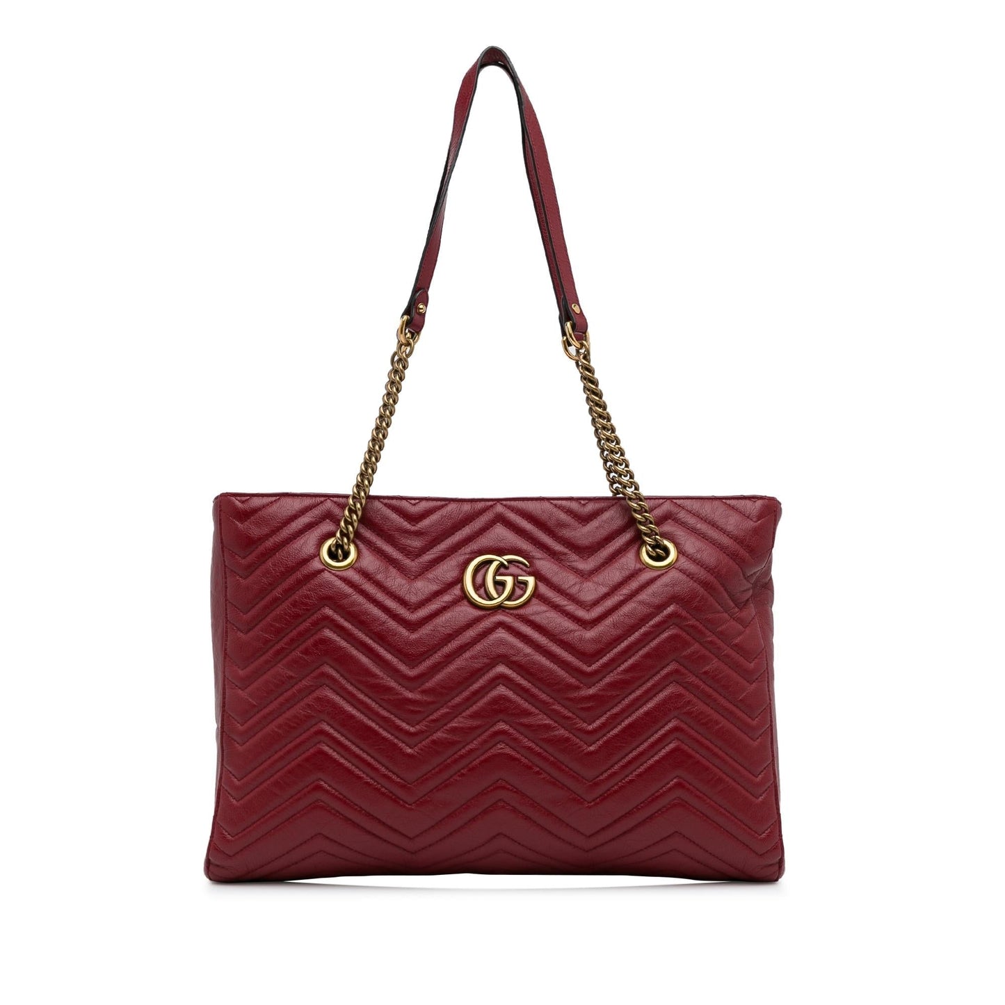 Gucci GG Marmont Slim SHG-DJstM9 Matelasse Calf Red Medium Tote Bag