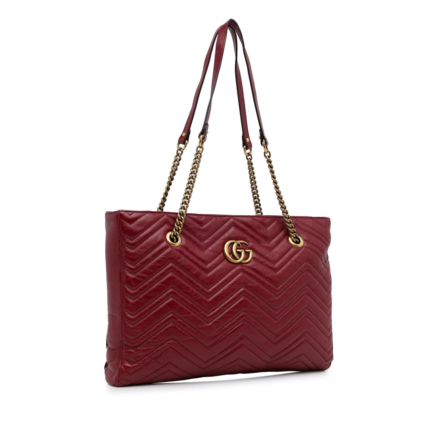 Gucci GG Marmont Slim SHG-DJstM9 Matelasse Calf Red Medium Tote Bag