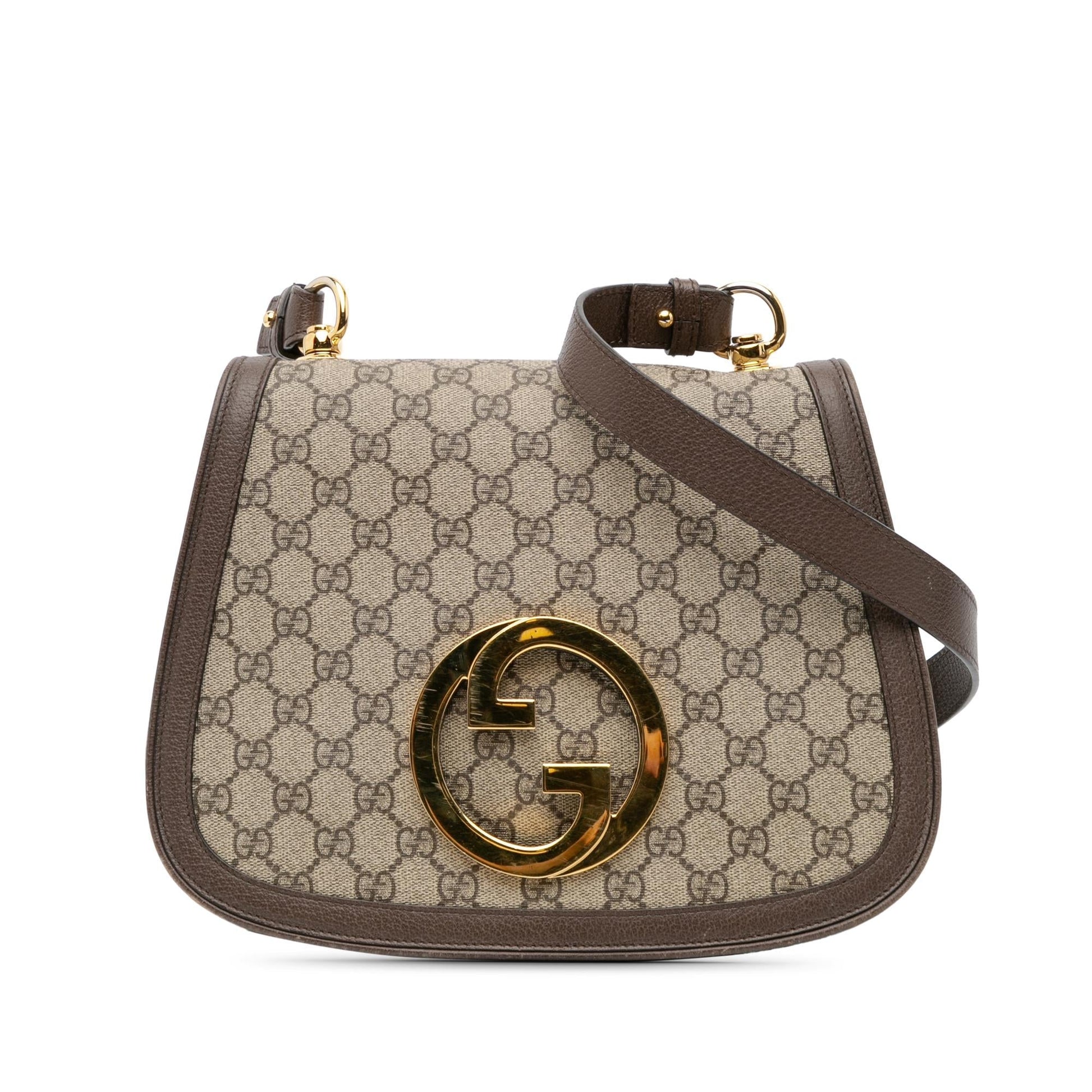 Gucci GG Supreme Blondie Canvas Calf Brown Medium Crossbody Bag Blondie Crossbody