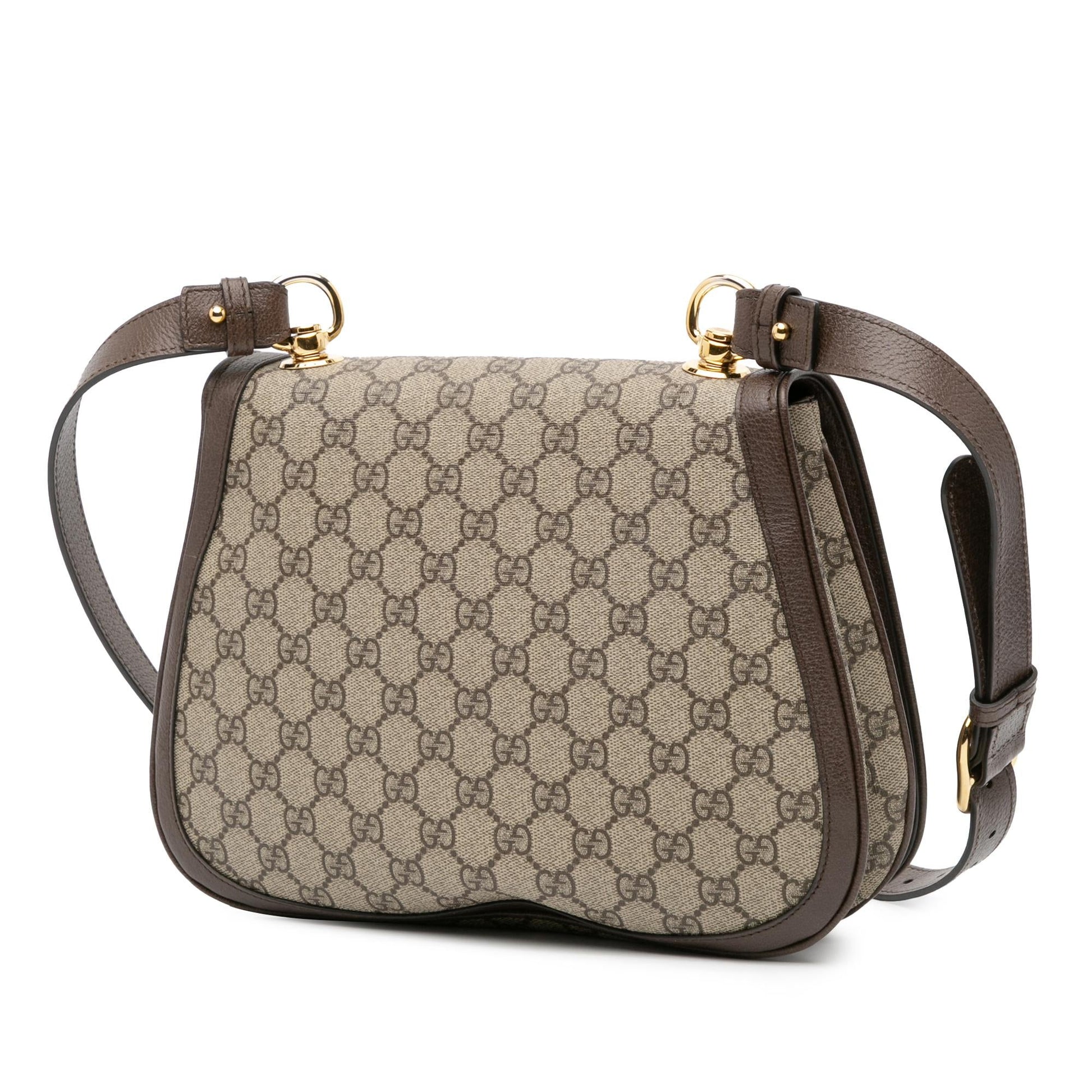 Gucci GG Supreme Blondie Canvas Calf Brown Medium Crossbody Bag