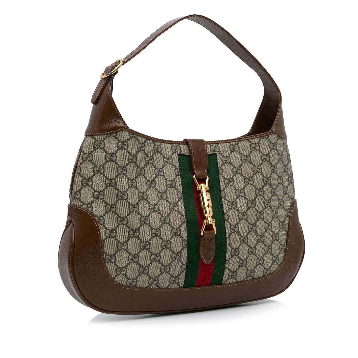 Gucci GG Supreme Jackie SHG-0PYIOs Canvas Brown Medium Crossbody Bag