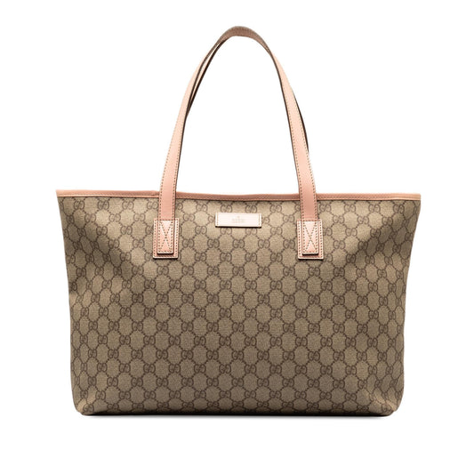 Gucci GG Supreme Joy SHG-QNdsec Canvas Calf Brown Medium Tote Bag