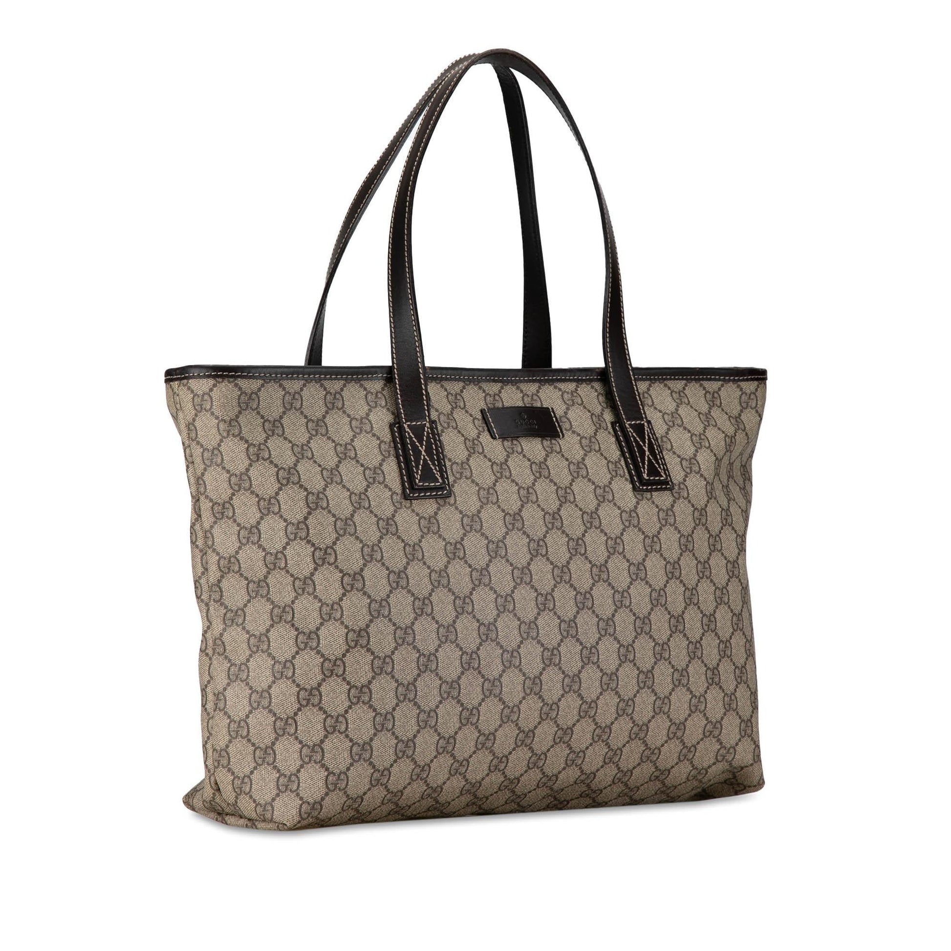 Gucci GG Supreme Joy SHG-7Nt9al Canvas Calf Brown Medium Tote Bag