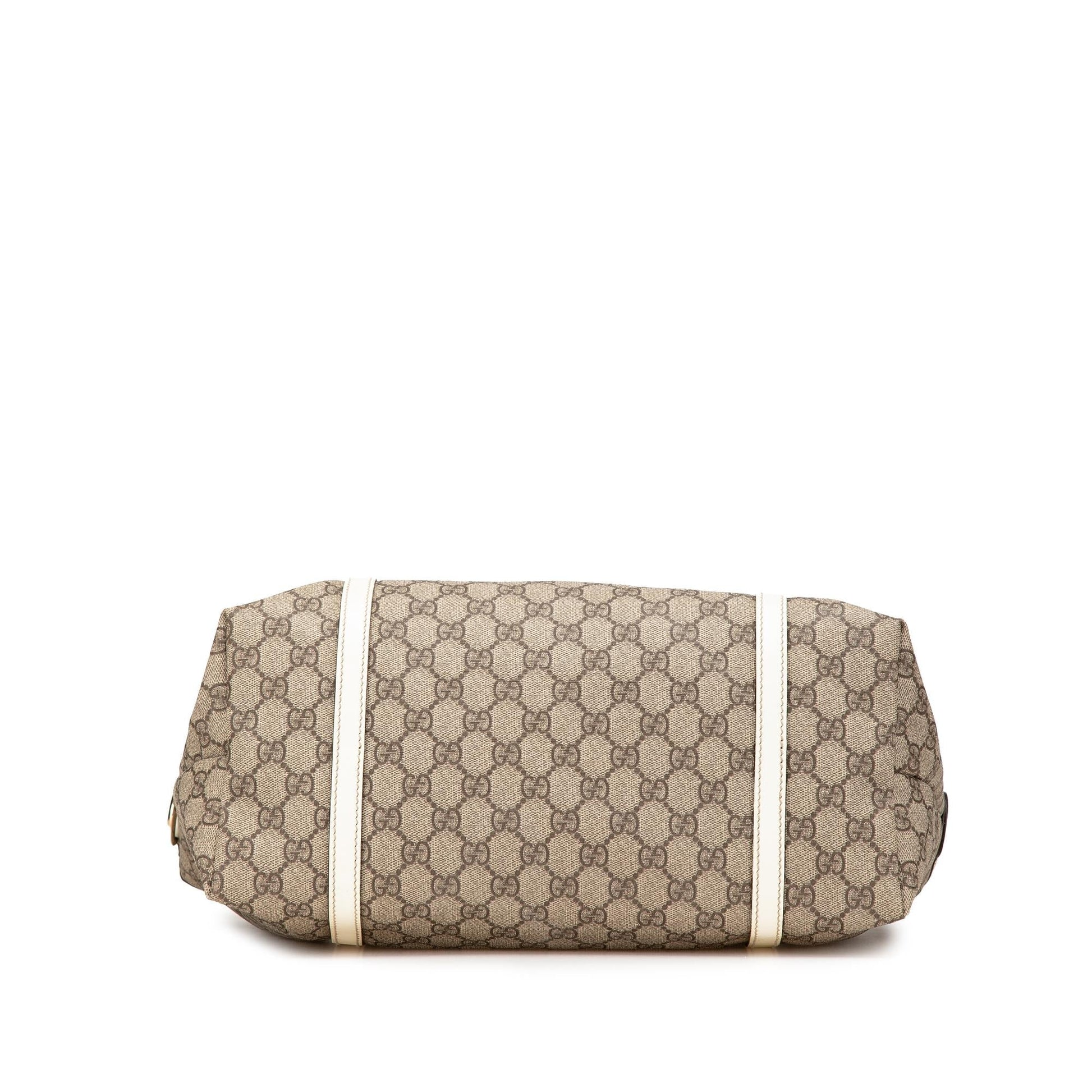 Gucci GG Supreme Joy Leather Canvas Patent Brown Tote Bag Joy Tote