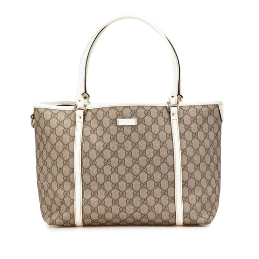 Gucci GG Supreme Joy Leather Canvas Patent Brown Tote Bag Joy Tote