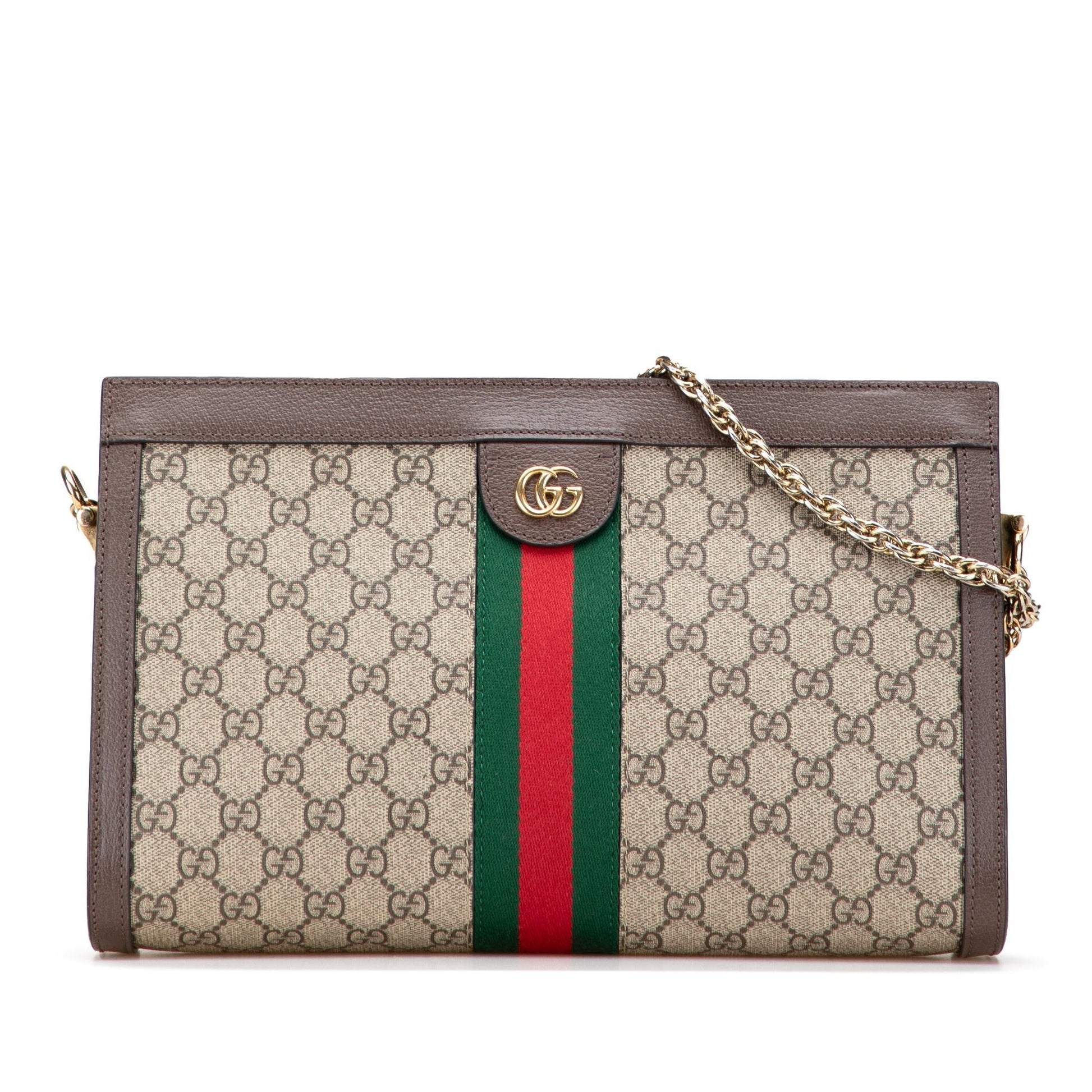 Gucci GG Supreme Ophidia Web Medium Chain Shoulder Bag