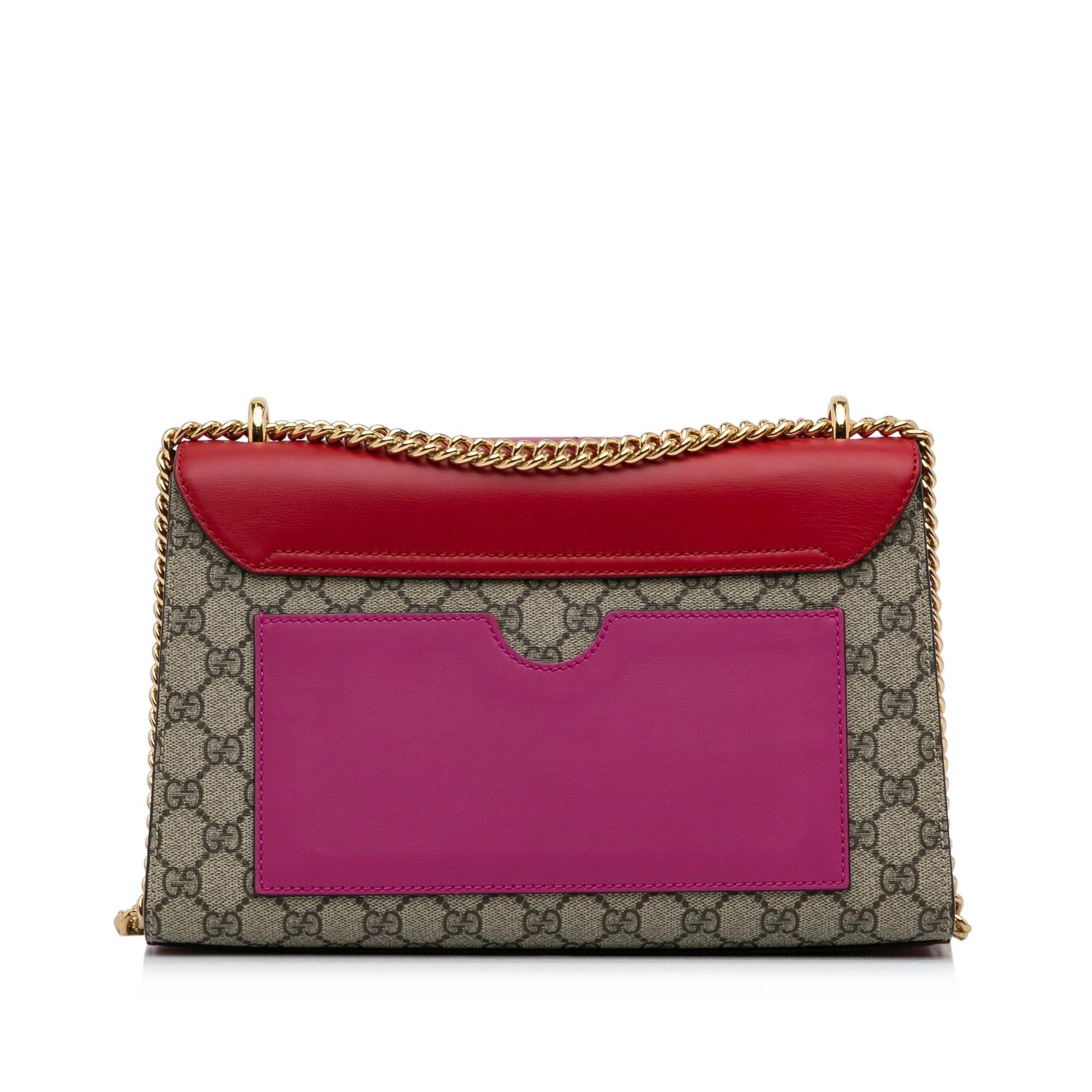 Gucci GG Supreme Padlock SHG-88VyD2 Canvas Calf Brown Red Shoulder Bag