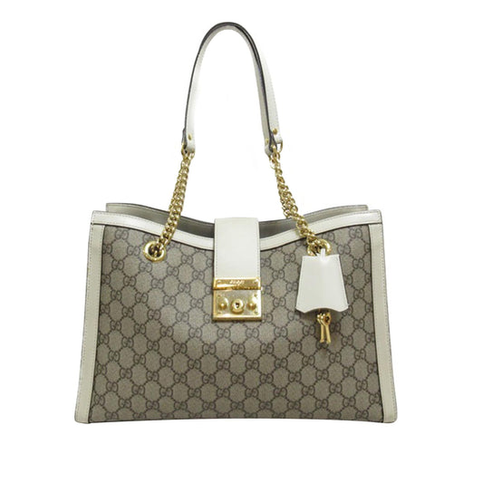 Gucci GG Supreme Padlock SHG-d03O8y Canvas Brown Medium Tote Bag
