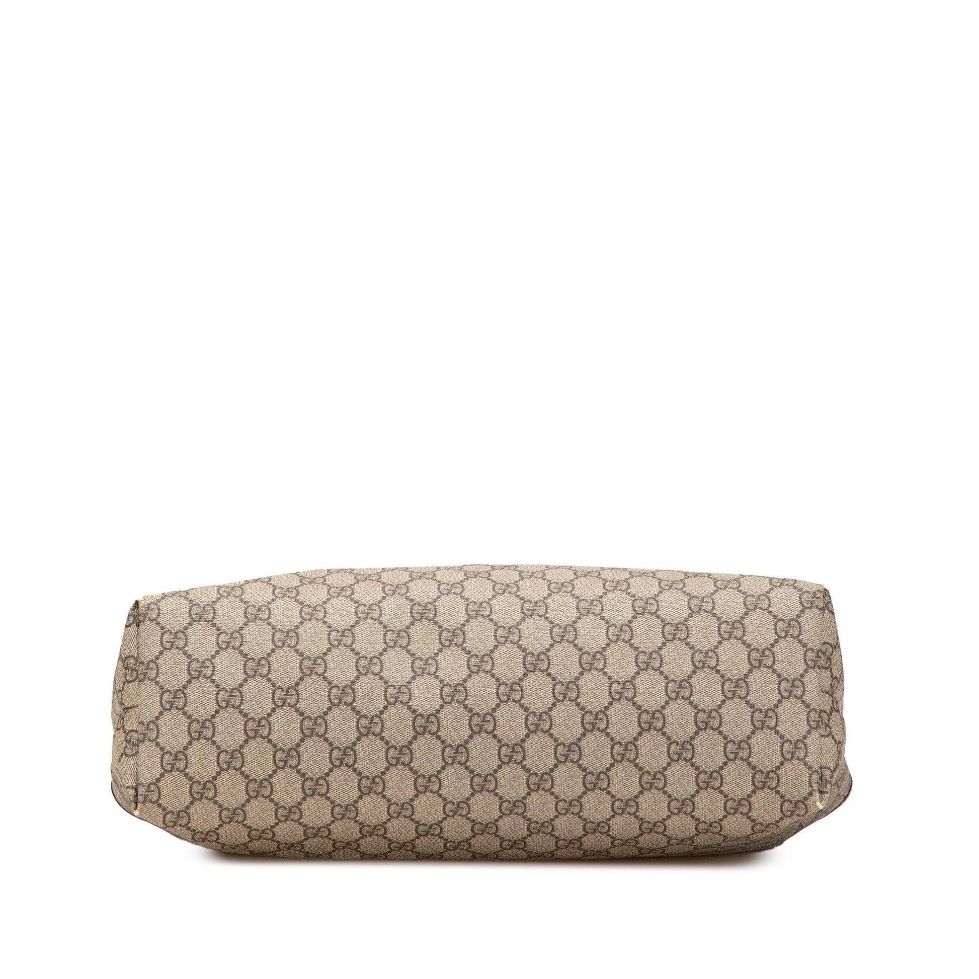 Gucci GG Supreme Web Loop Canvas Brown Medium Tote Bag