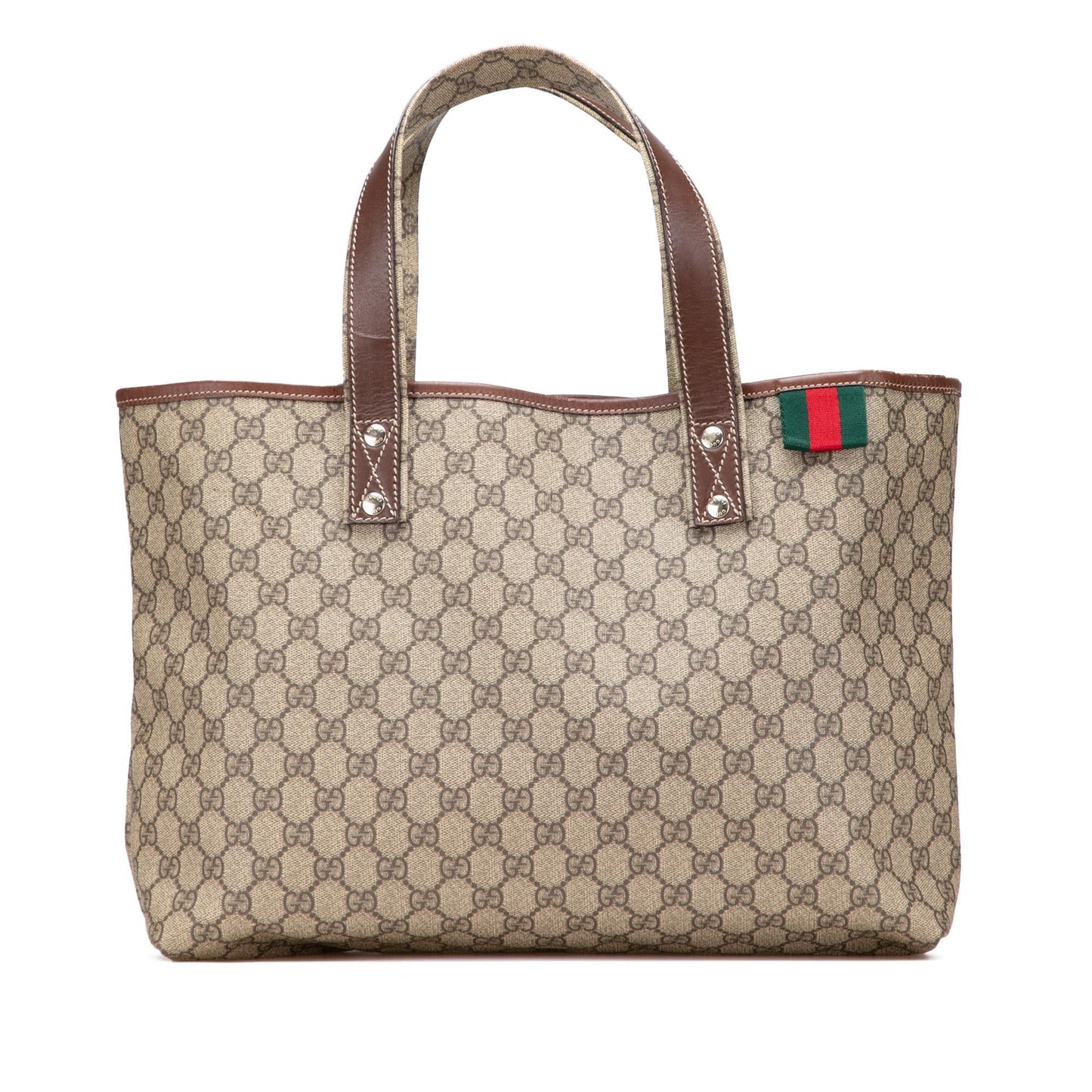Gucci GG Supreme Web Loop Canvas Brown Medium Tote Bag Loop Tote
