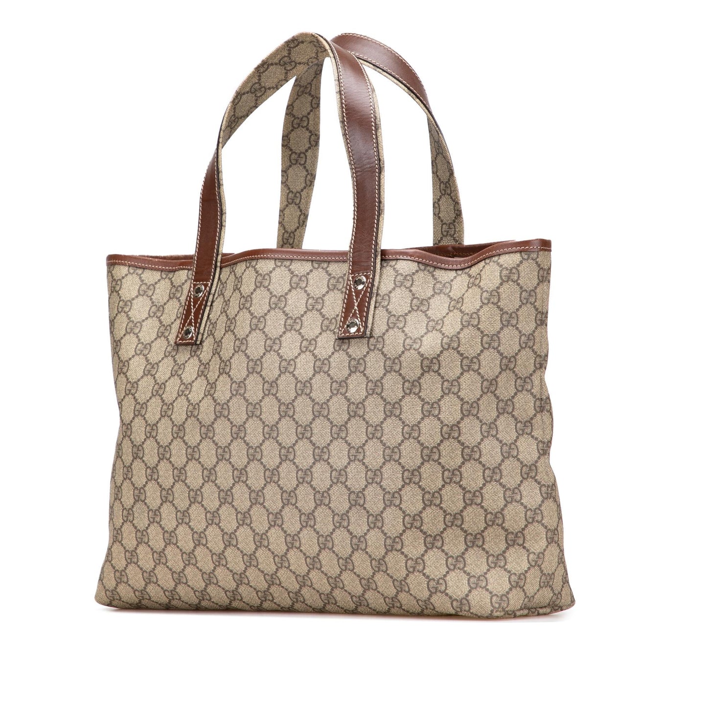 Gucci GG Supreme Web Loop Canvas Brown Medium Tote Bag Loop Tote