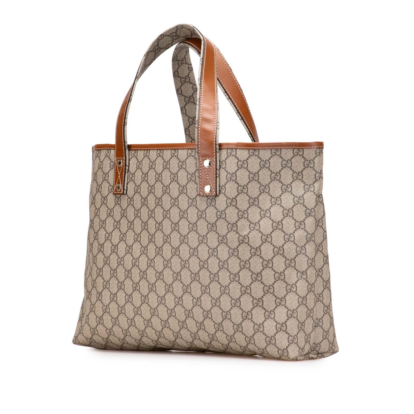 Gucci GG Supreme Web Loop Canvas Calf Brown Medium Tote Bag Tote 3