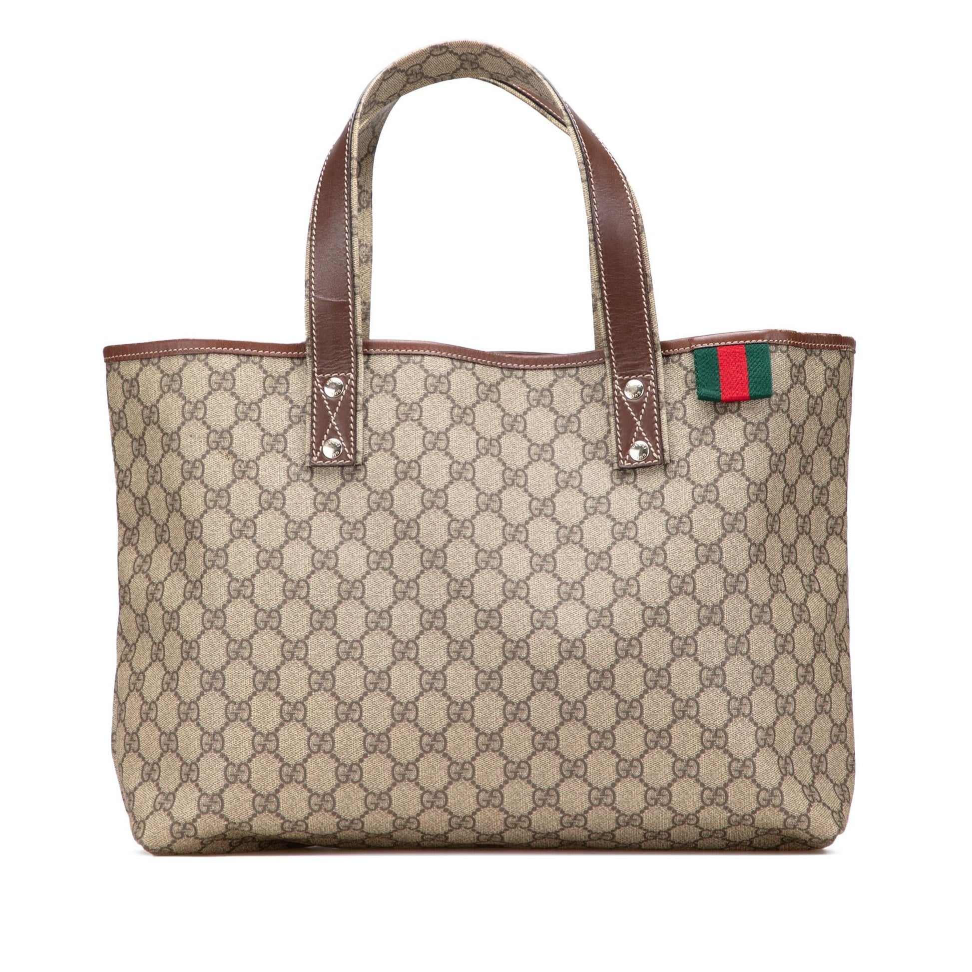 Gucci GG Supreme Web Loop Canvas Brown Medium Tote Bag Tote 2