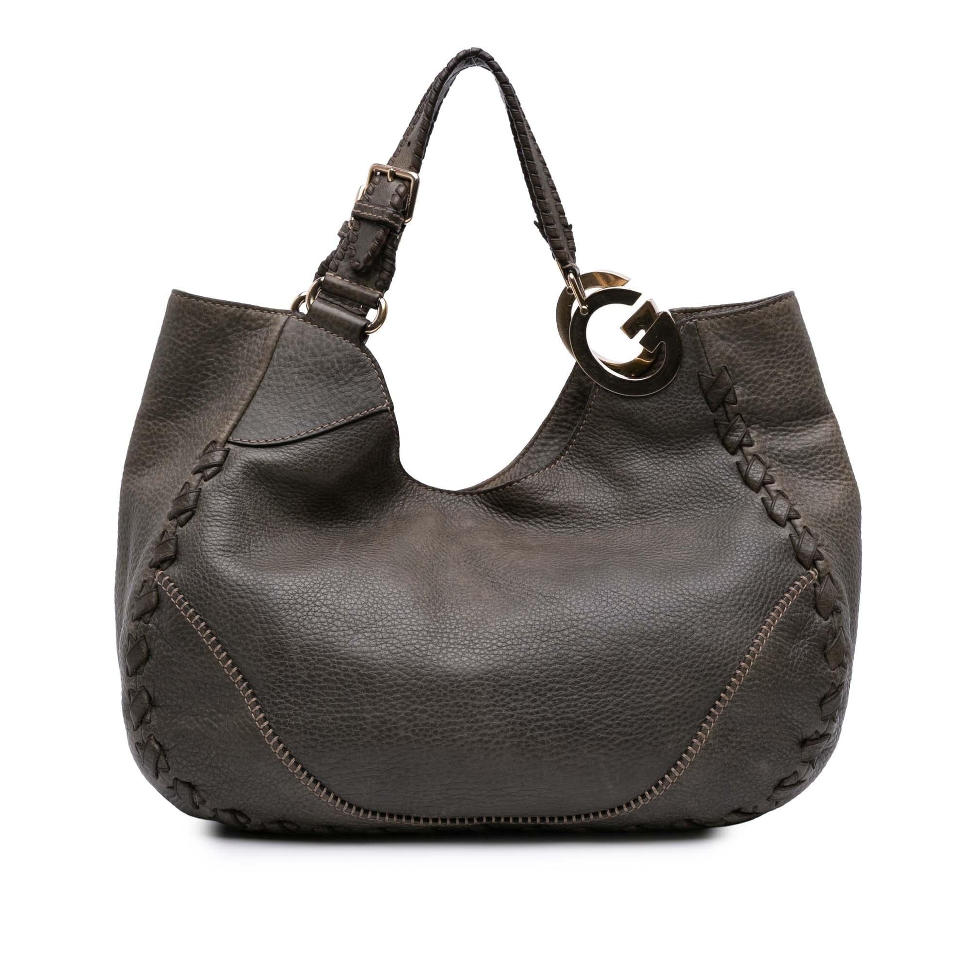 Gucci Grained Charlotte Calf Calfskin Grey Medium Shoulder Bag