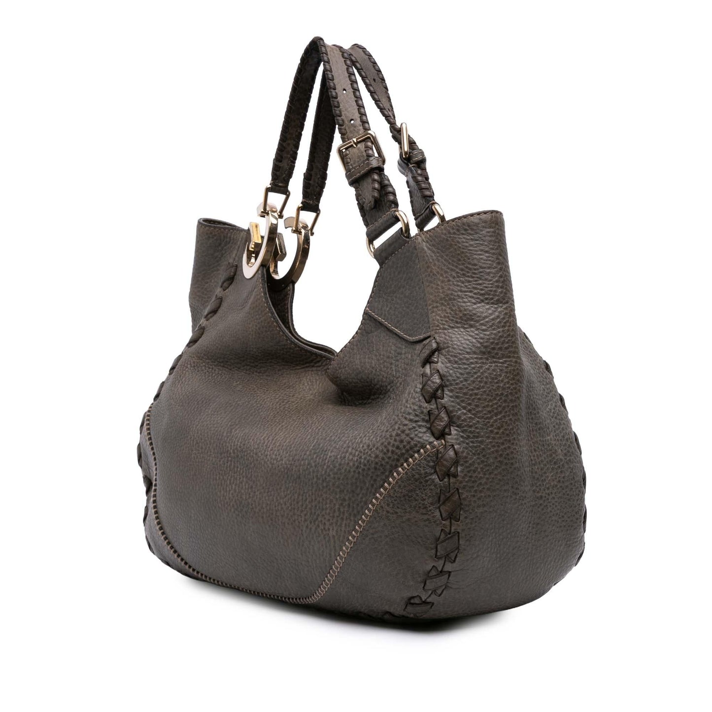 Gucci Grained Charlotte Calf Calfskin Grey Medium Shoulder Bag