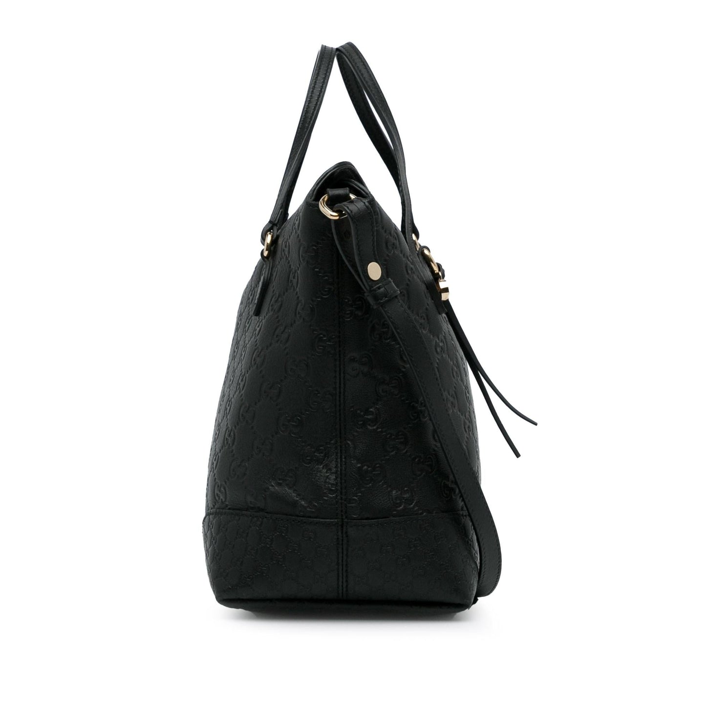 Gucci Guccissima Bree Fold Over SHG-JkQbc3 Calf Black Medium Tote Bag