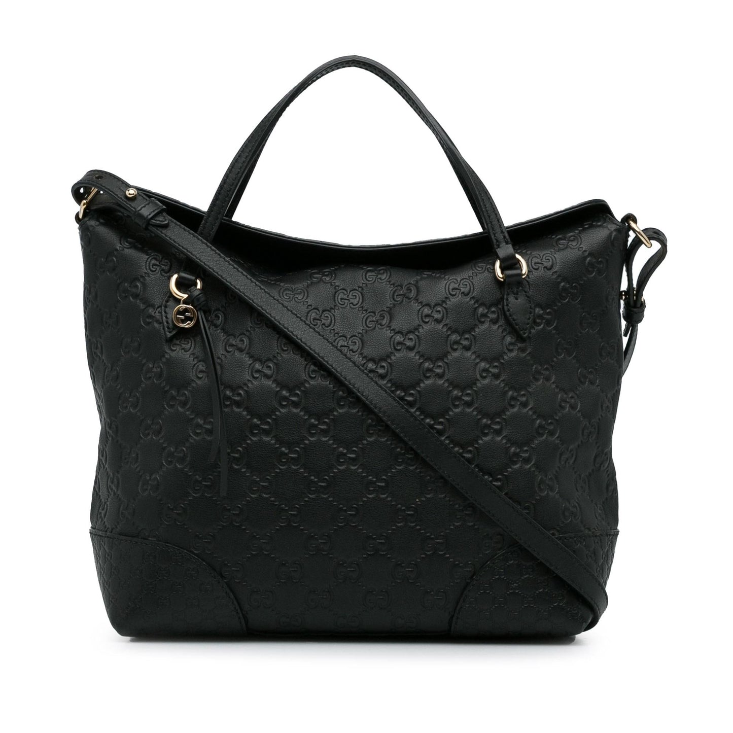 Gucci Guccissima Bree Fold Over SHG-JkQbc3 Calf Black Medium Tote Bag