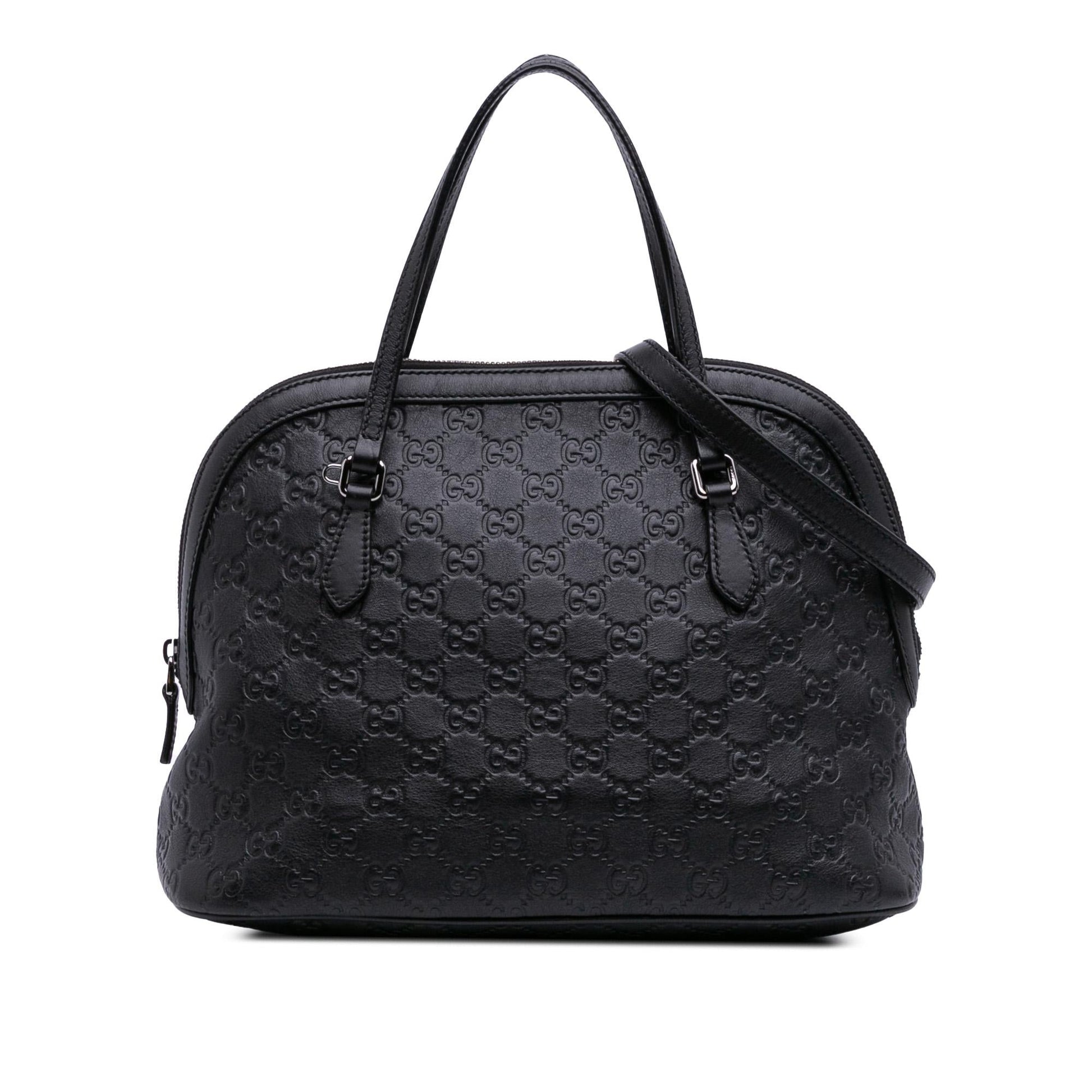 Gucci Guccissima Dome Calf Black Medium Satchel Bag