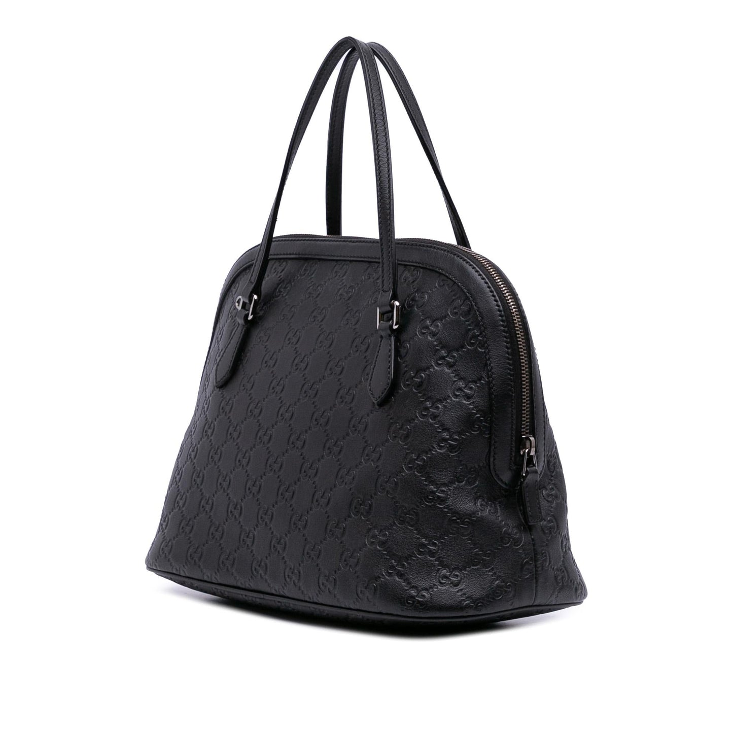 Gucci Guccissima Dome Calf Black Medium Satchel Bag
