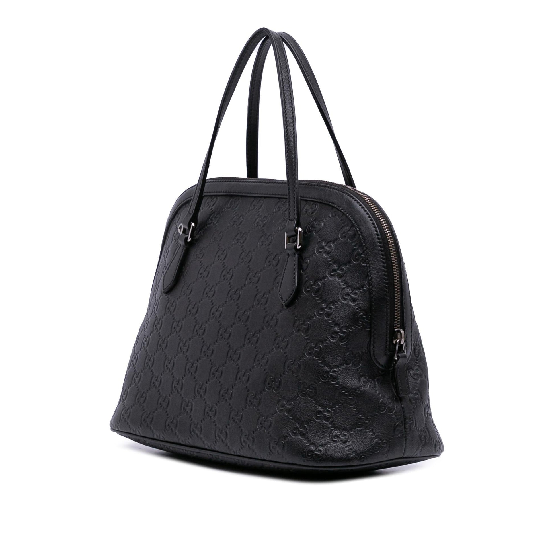 Gucci Guccissima Dome Calf Black Medium Satchel Bag