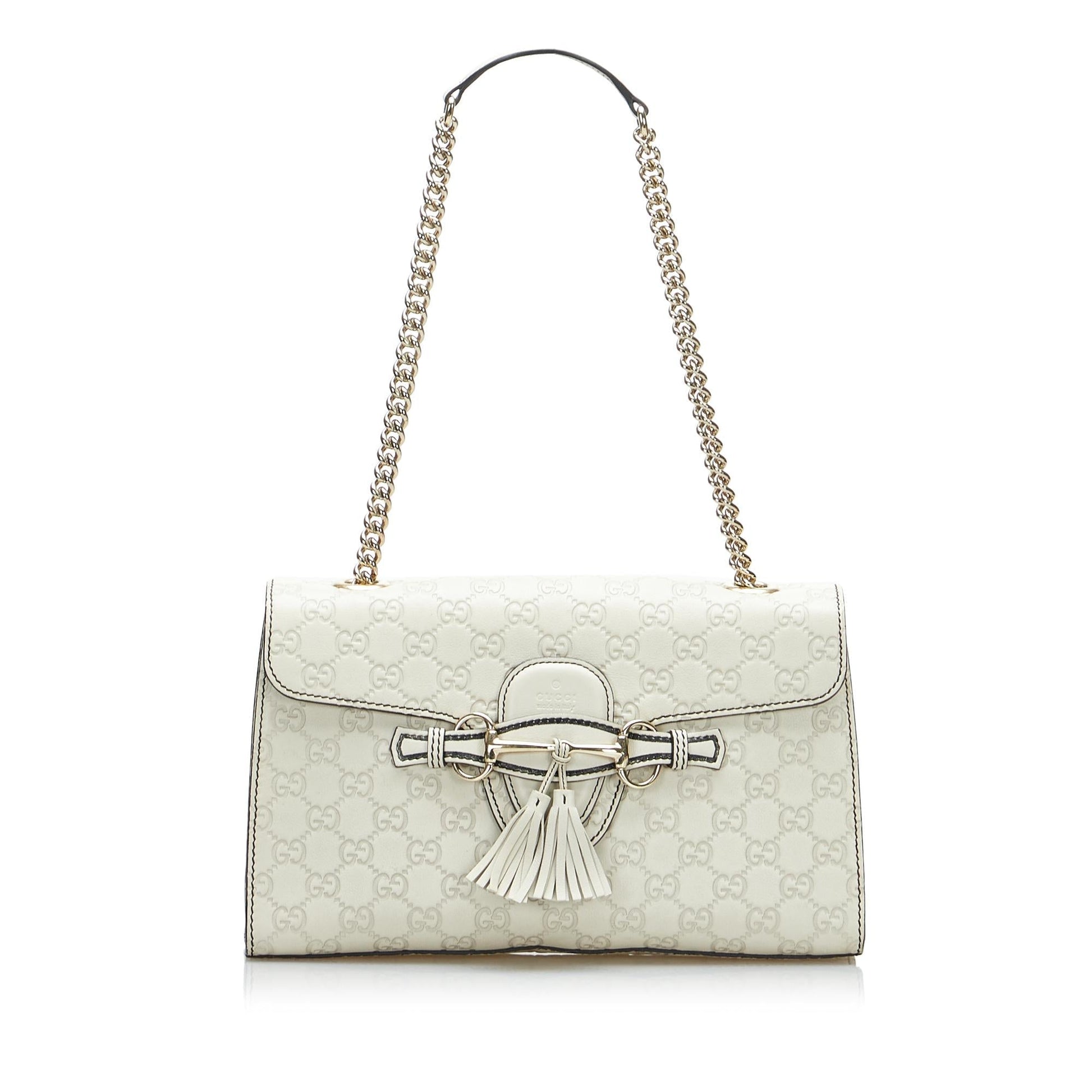 Gucci Guccissima Emily SHG-6oVabH Calf White Medium Shoulder Bag