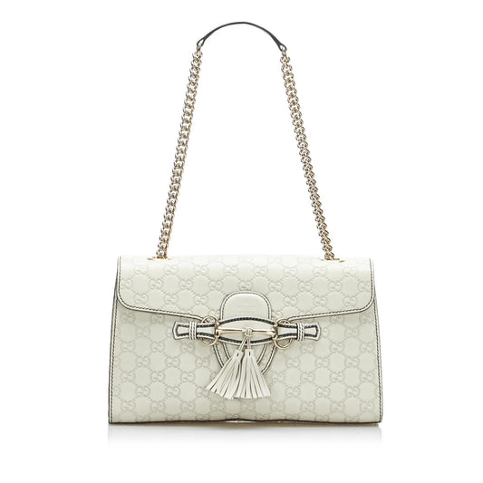 Gucci Guccissima Emily SHG-6oVabH Calf White Medium Shoulder Bag