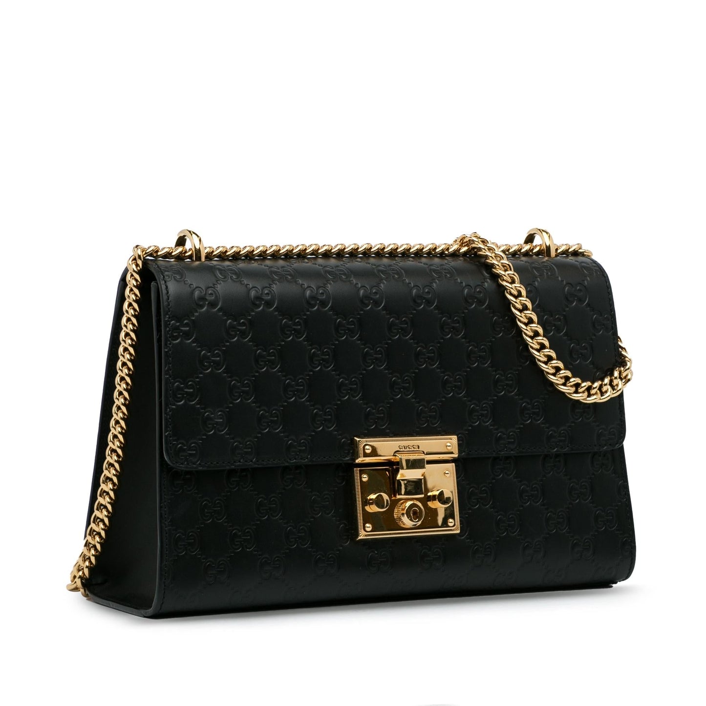 Gucci Guccissima Padlock SHG-SnYk2W Calf Black Medium Shoulder Bag