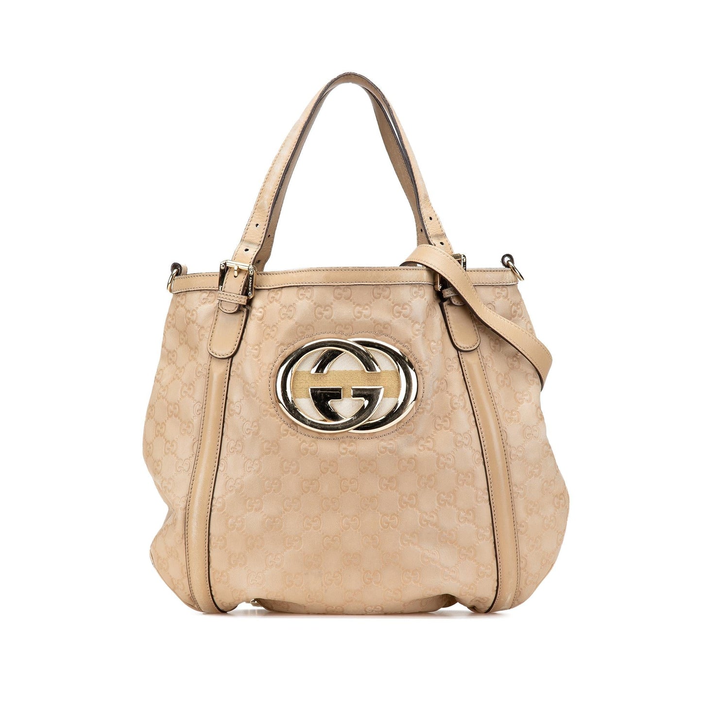 Gucci Guccissima Web Britt Calf Brown Medium Satchel Bag Britt Satchel