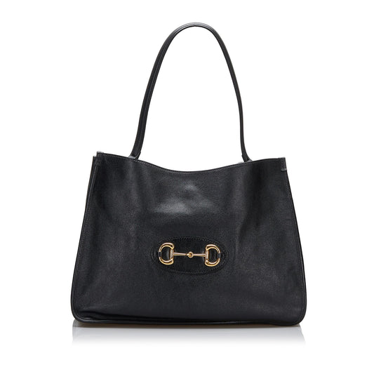Gucci Horsebit SHG-icESM0 Calf Black Medium Tote Bag