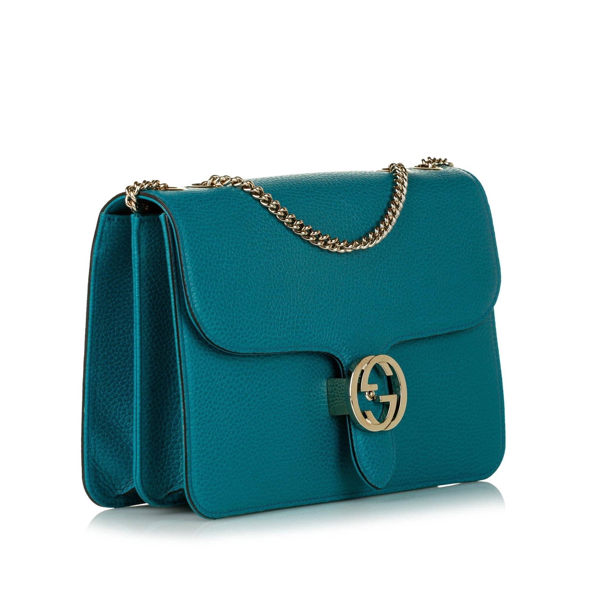 Gucci Interlocking G SHG Leather Calf Blue Medium Crossbody Bag