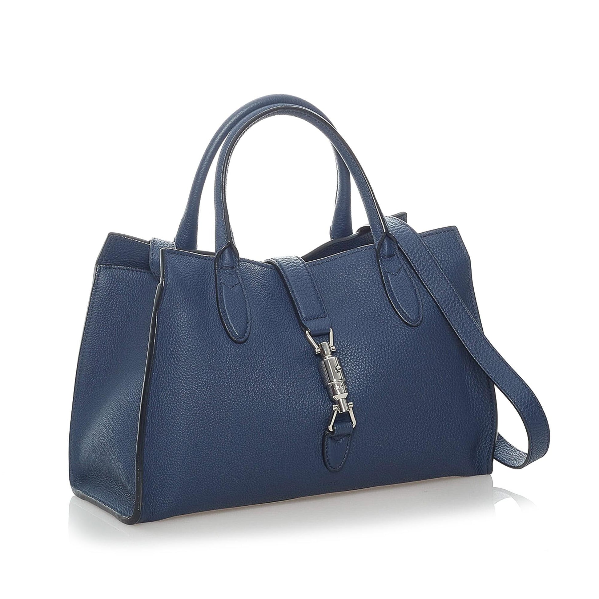 Gucci Jackie Soft SHG Leather Calf Blue Medium Satchel Bag