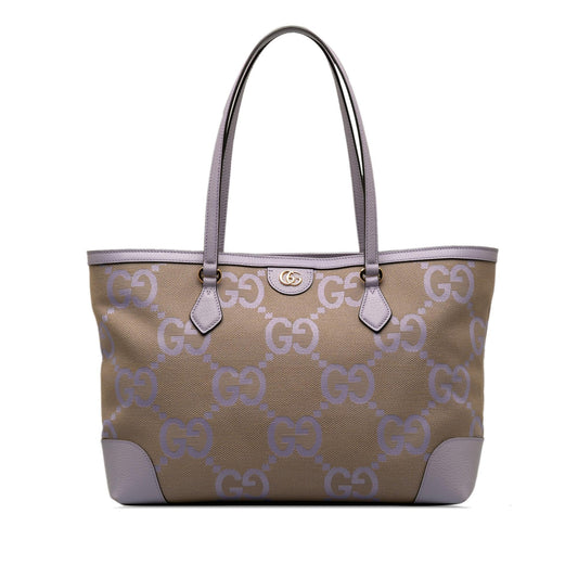 Gucci Jumbo GG Ophidia SHG-oTQjcL Canvas Calf Brown Medium Tote Bag
