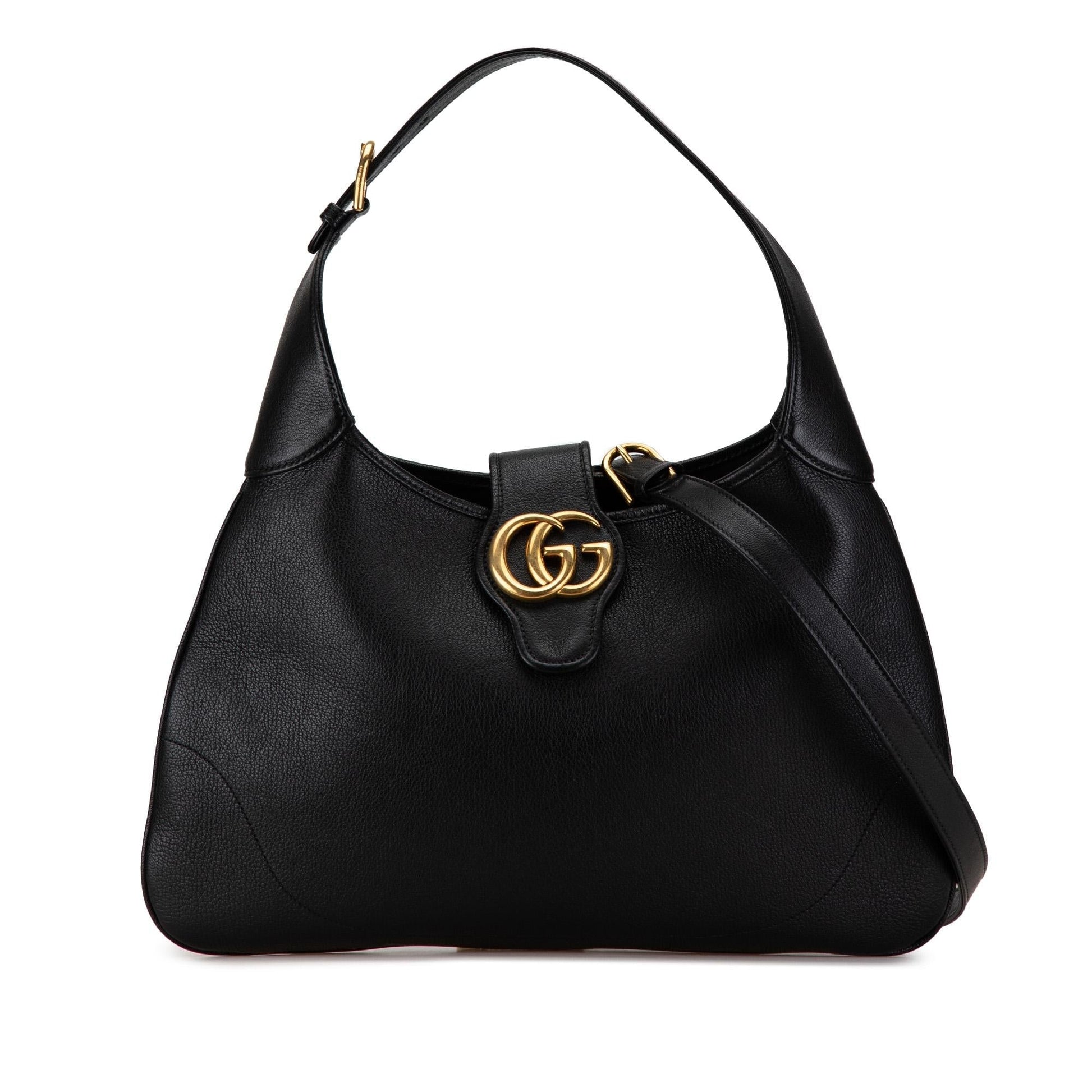 Gucci Aphrodite Leather Calf Black Medium Crossbody Bag
