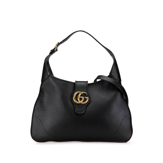 Gucci Aphrodite Leather Calf Black Medium Crossbody Bag Shg 8Vxb9Y