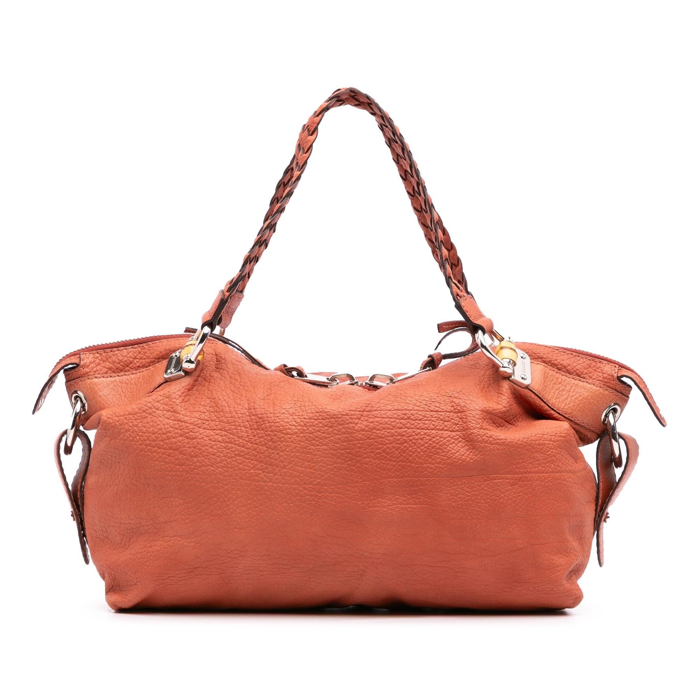Gucci Bamboo Bar Leather Calf Orange Medium Tote Bag