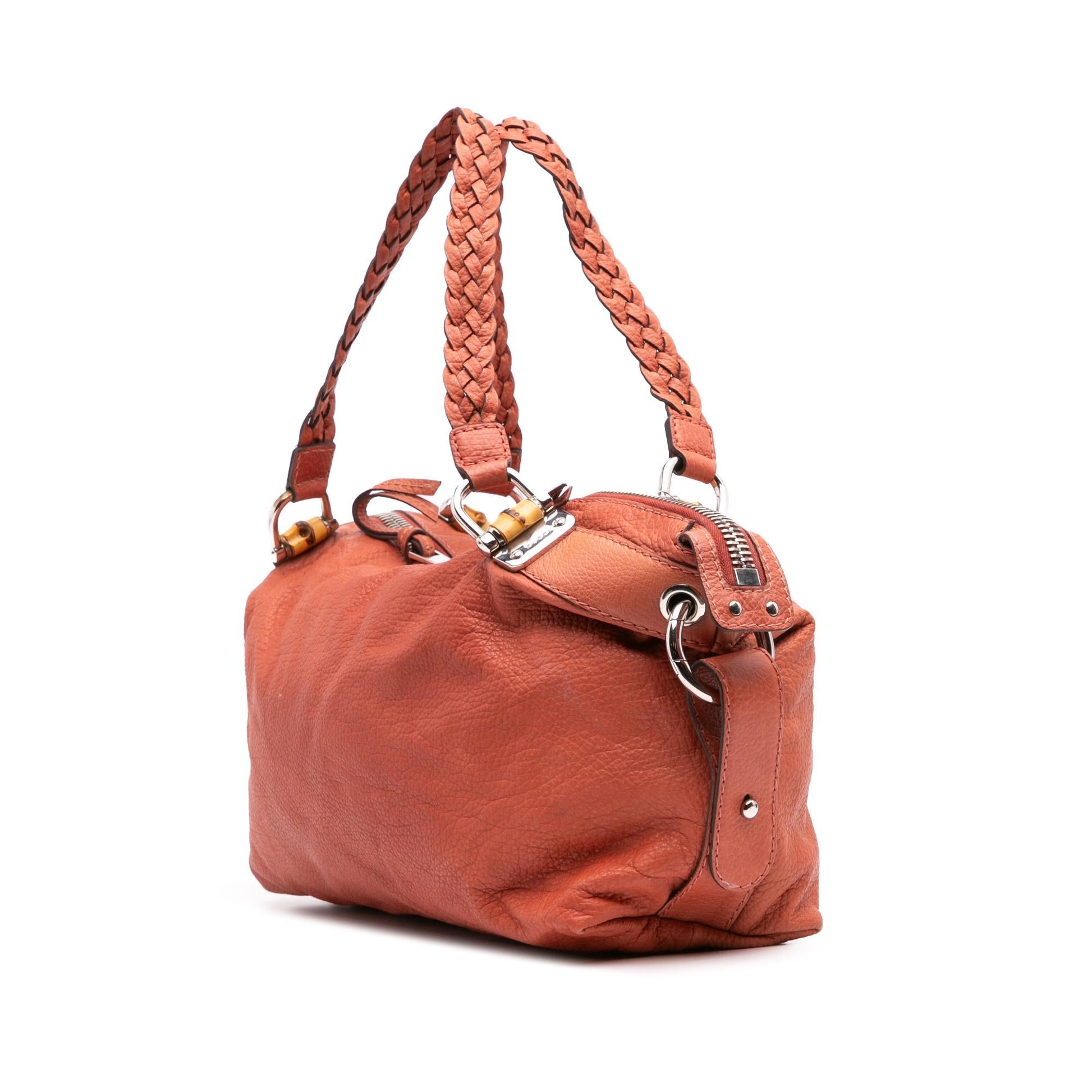 Gucci Bamboo Bar Leather Calf Orange Medium Tote Bag Tote 3