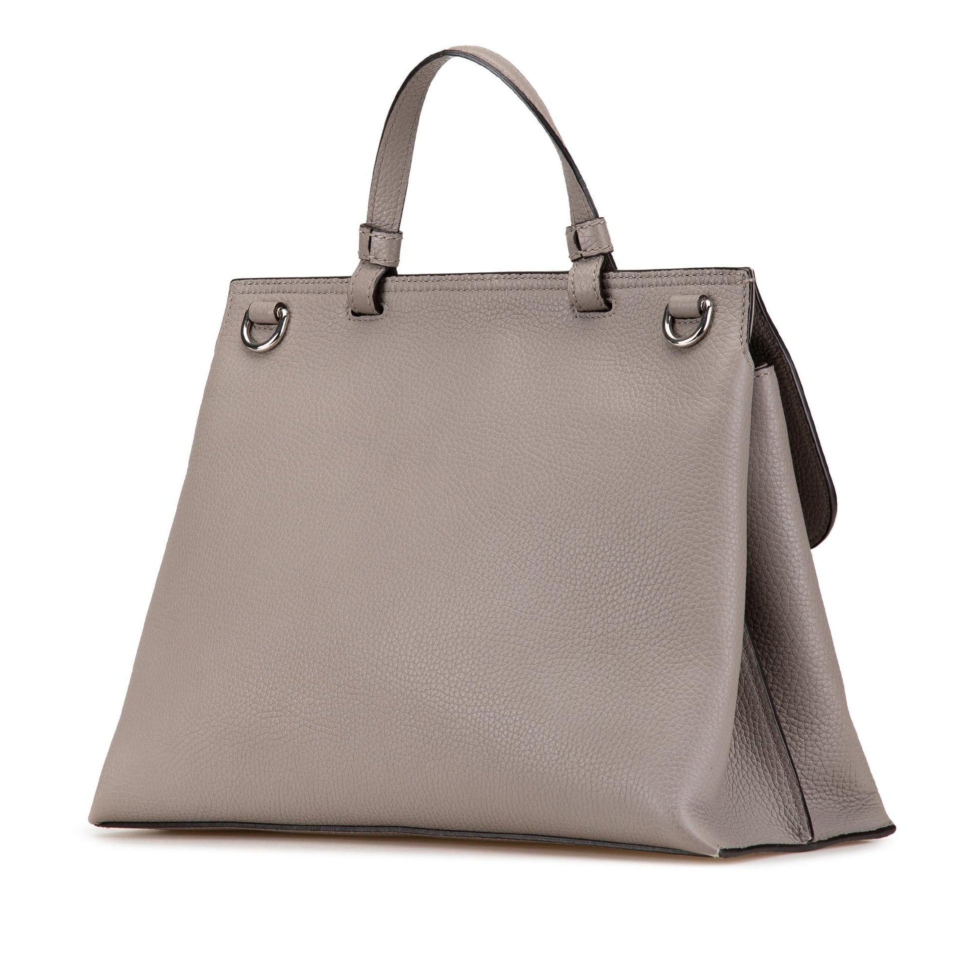 Gucci Bamboo Daily Leather Calf Grey Medium Satchel Bag