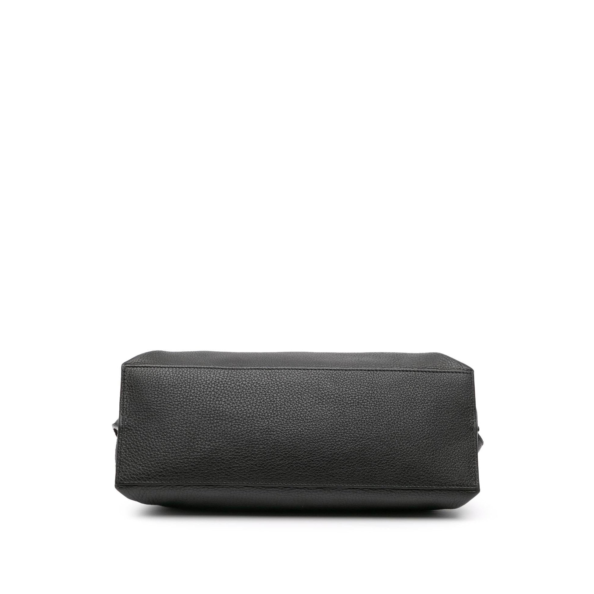 Gucci Bamboo Daily Top Handle Leather Calf Black Medium Satchel Bag