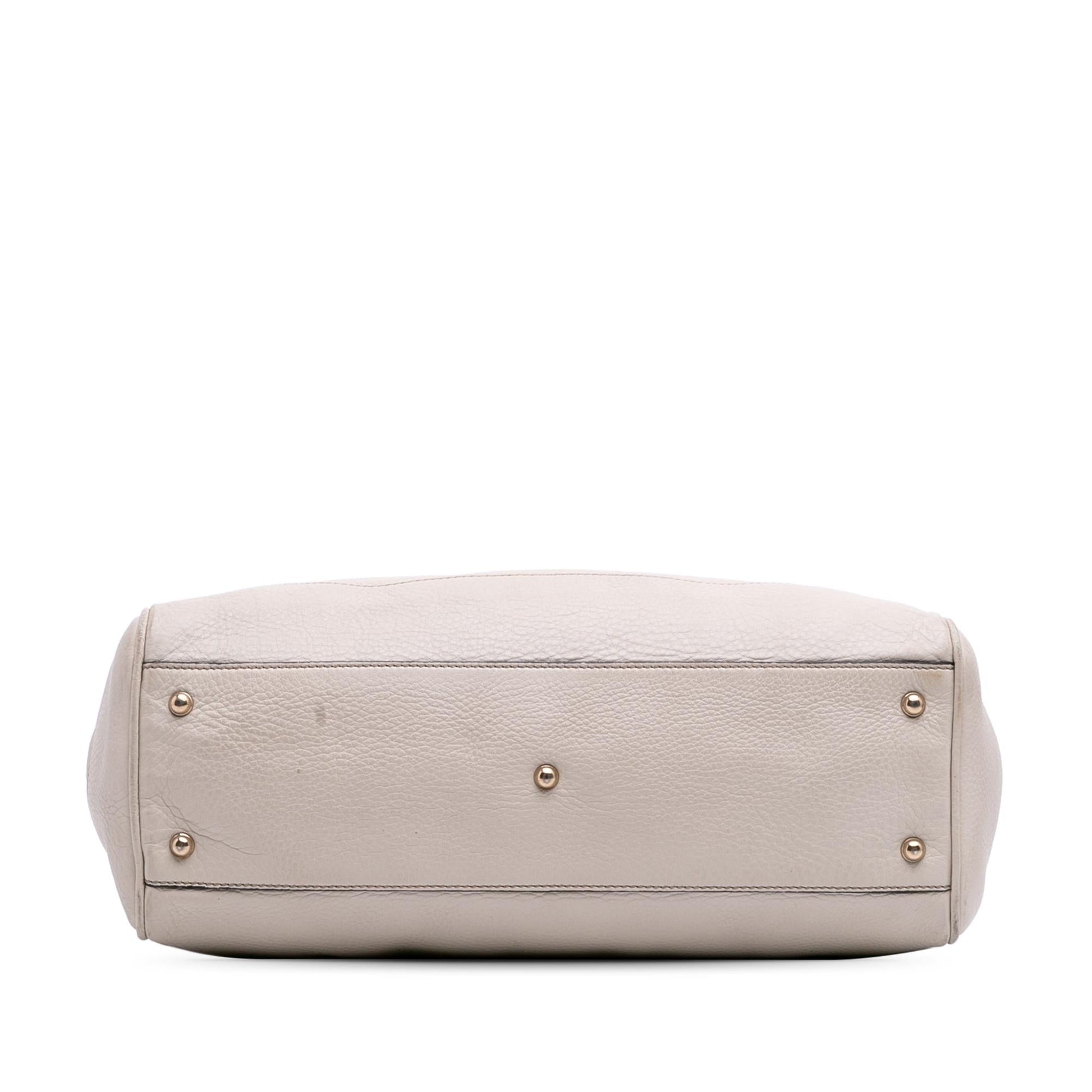 Gucci Bamboo Diana Leather Calf White Medium Tote Bag