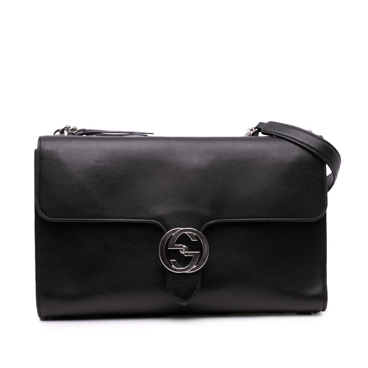 Gucci Dollar Interlocking G Leather Calf Black Medium Crossbody Bag Crossbody 2