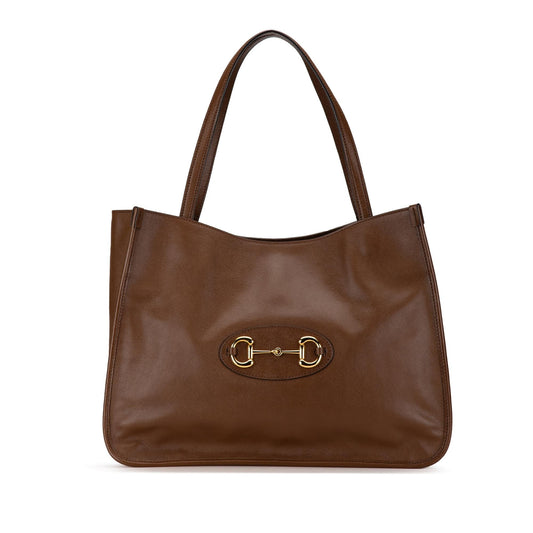 Gucci Horsebit Leather Calf Brown Medium Tote Bag Shg Uinw42