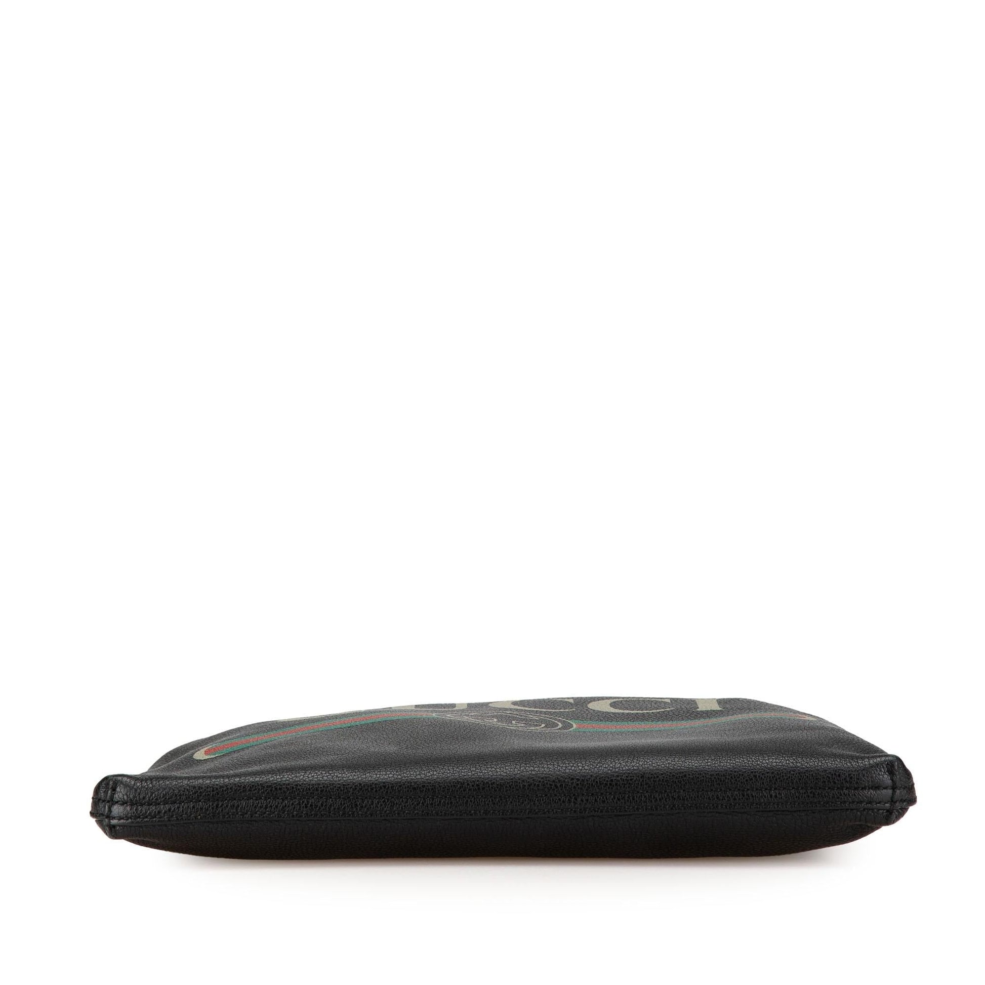Gucci Logo Portfolio Leather Calf Black Medium Clutch Bag