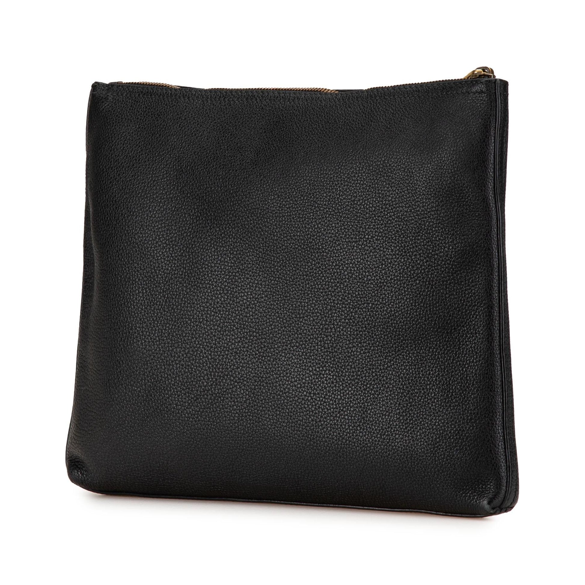 Gucci Logo Portfolio Leather Calf Black Medium Clutch Bag