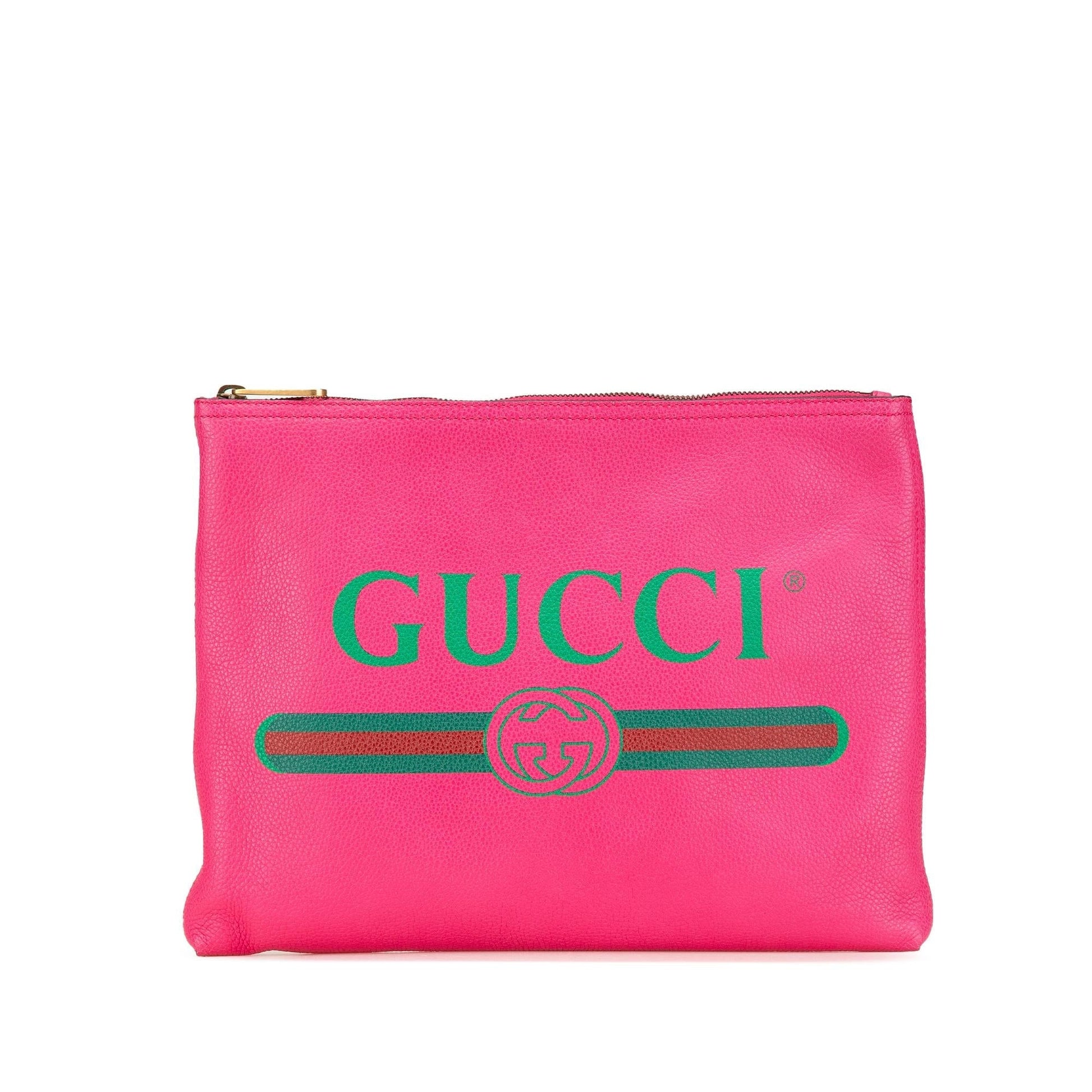 Gucci Logo Portfolio Leather Calf Pink Medium Clutch Bag Clutch 3