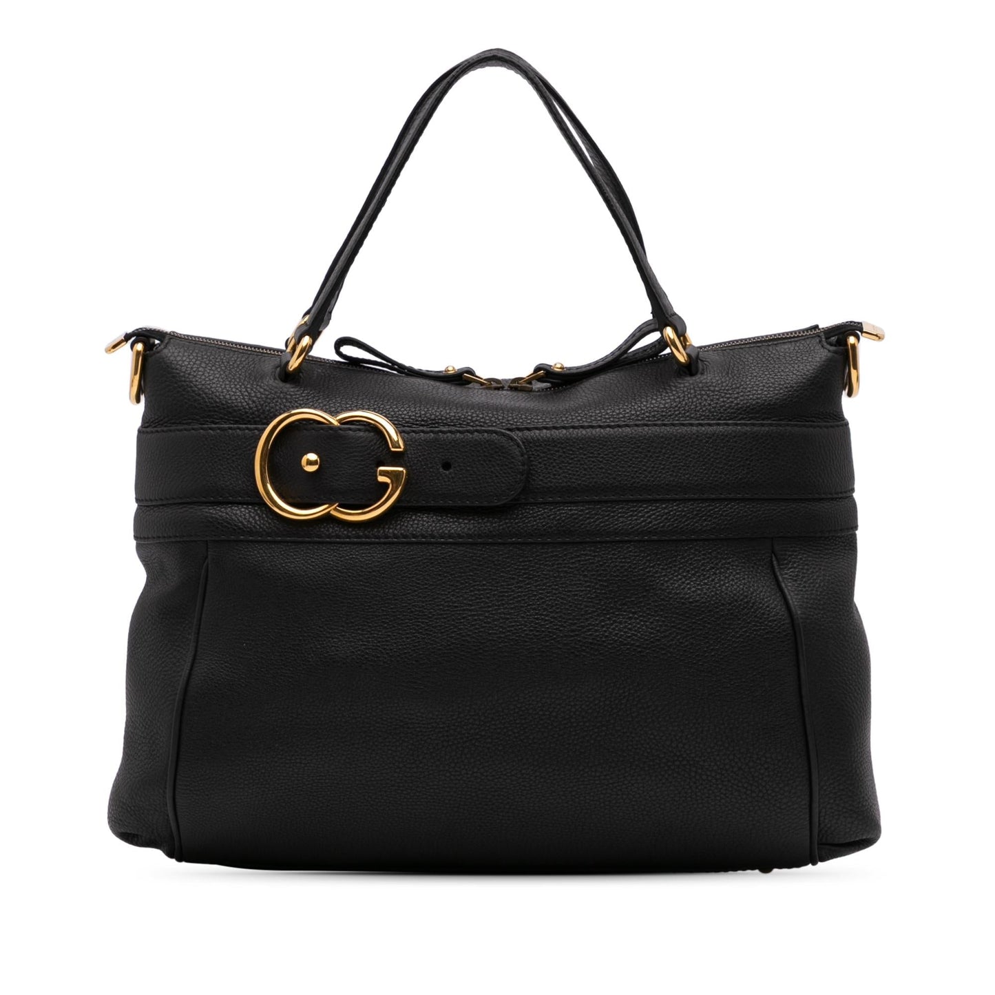 Gucci Ride Top Handle Leather Calf Black Medium Satchel Bag