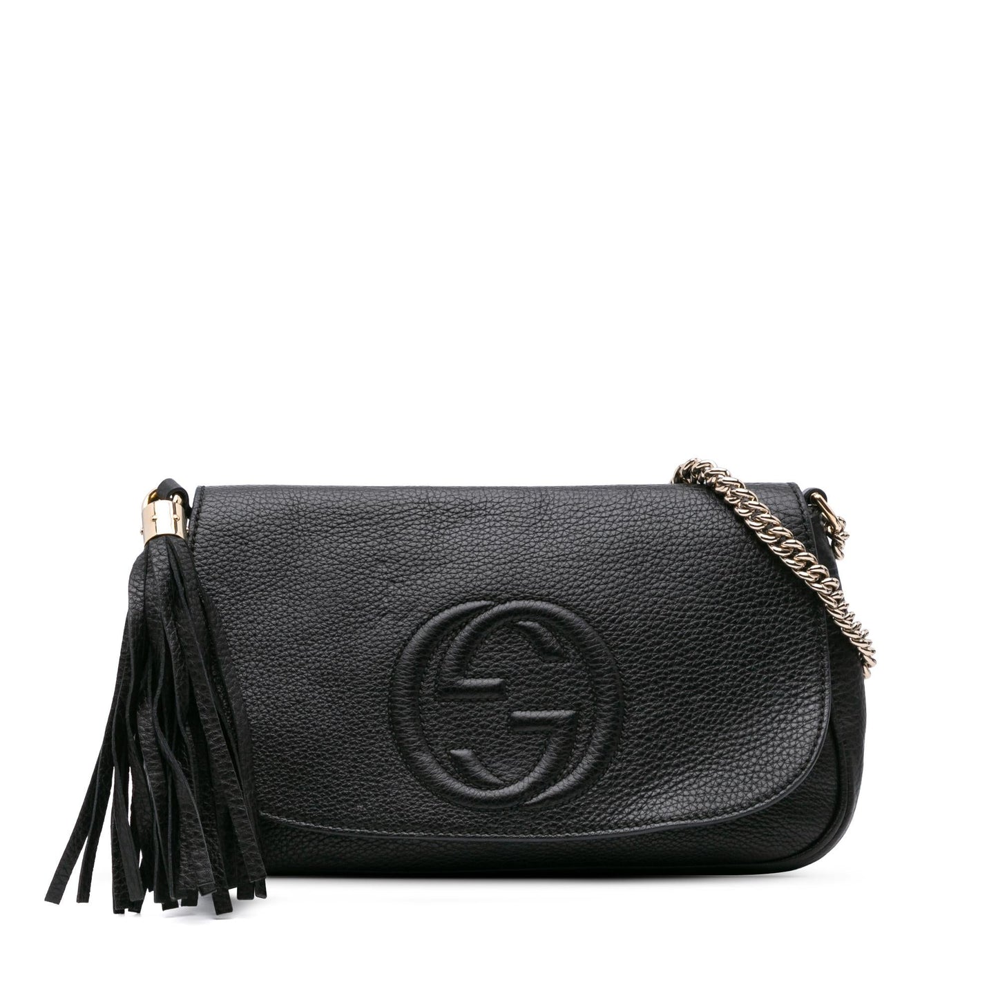 Gucci Soho Chain Flap Leather Calf Black Medium Crossbody Bag