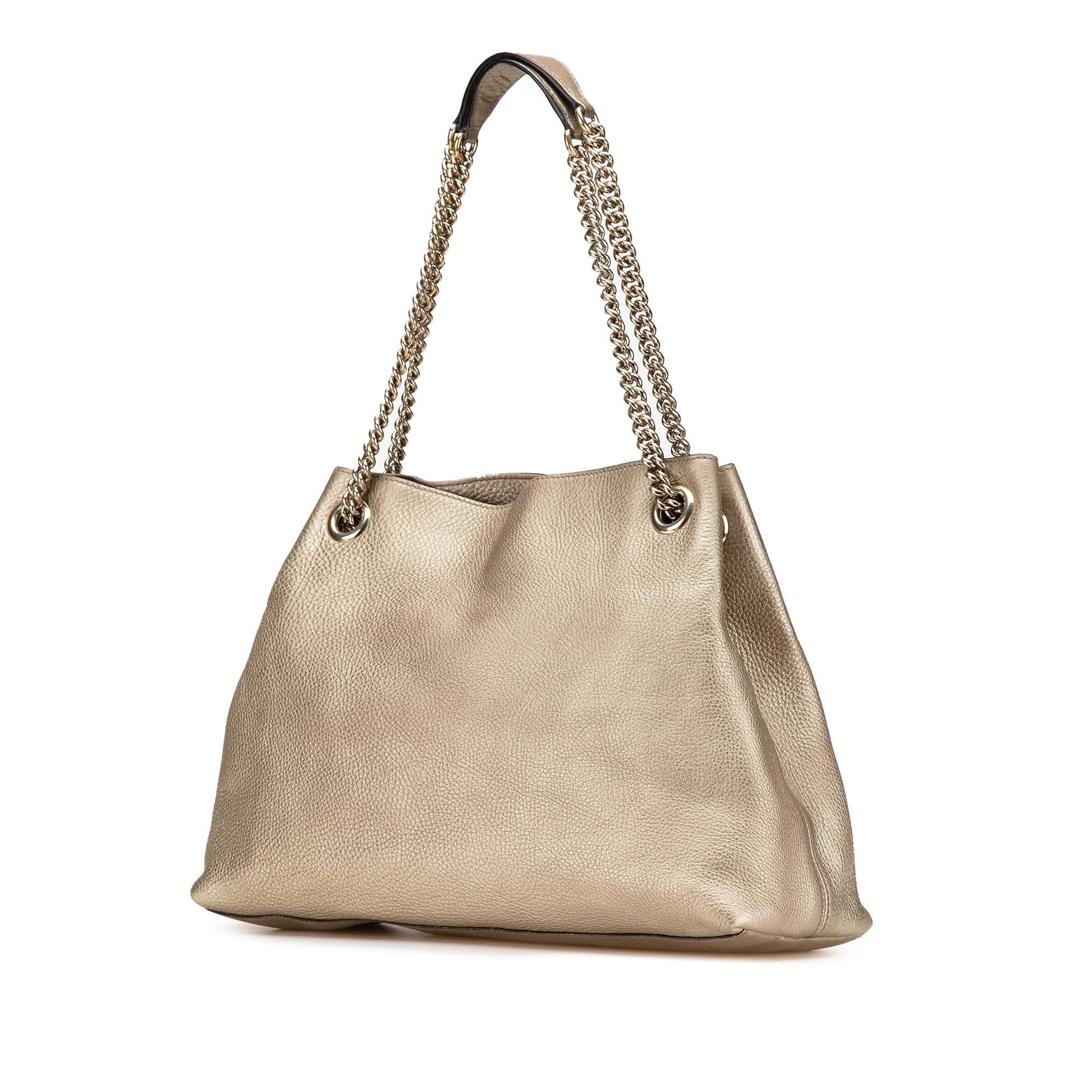 Gucci Soho Chain Leather Calf Gold Medium Tote Bag Tote 3