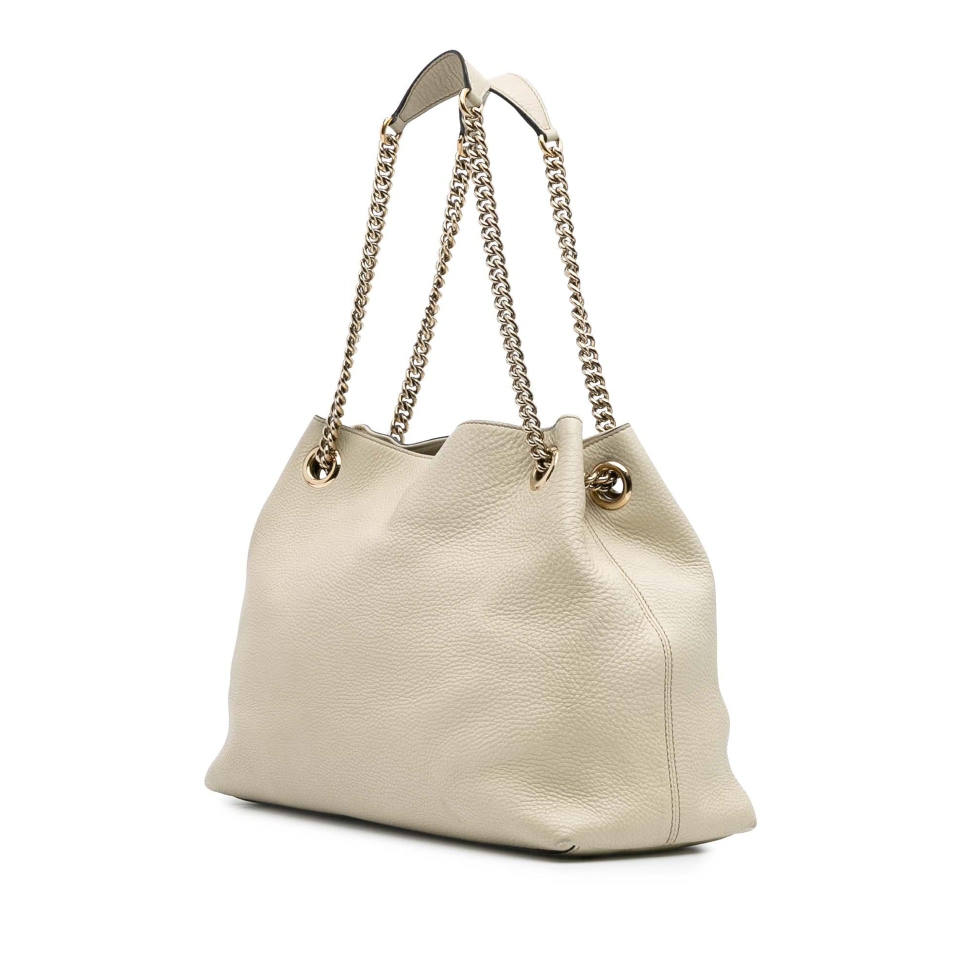 Gucci Soho Chain Leather Calf White Medium Shoulder Bag Tote 8