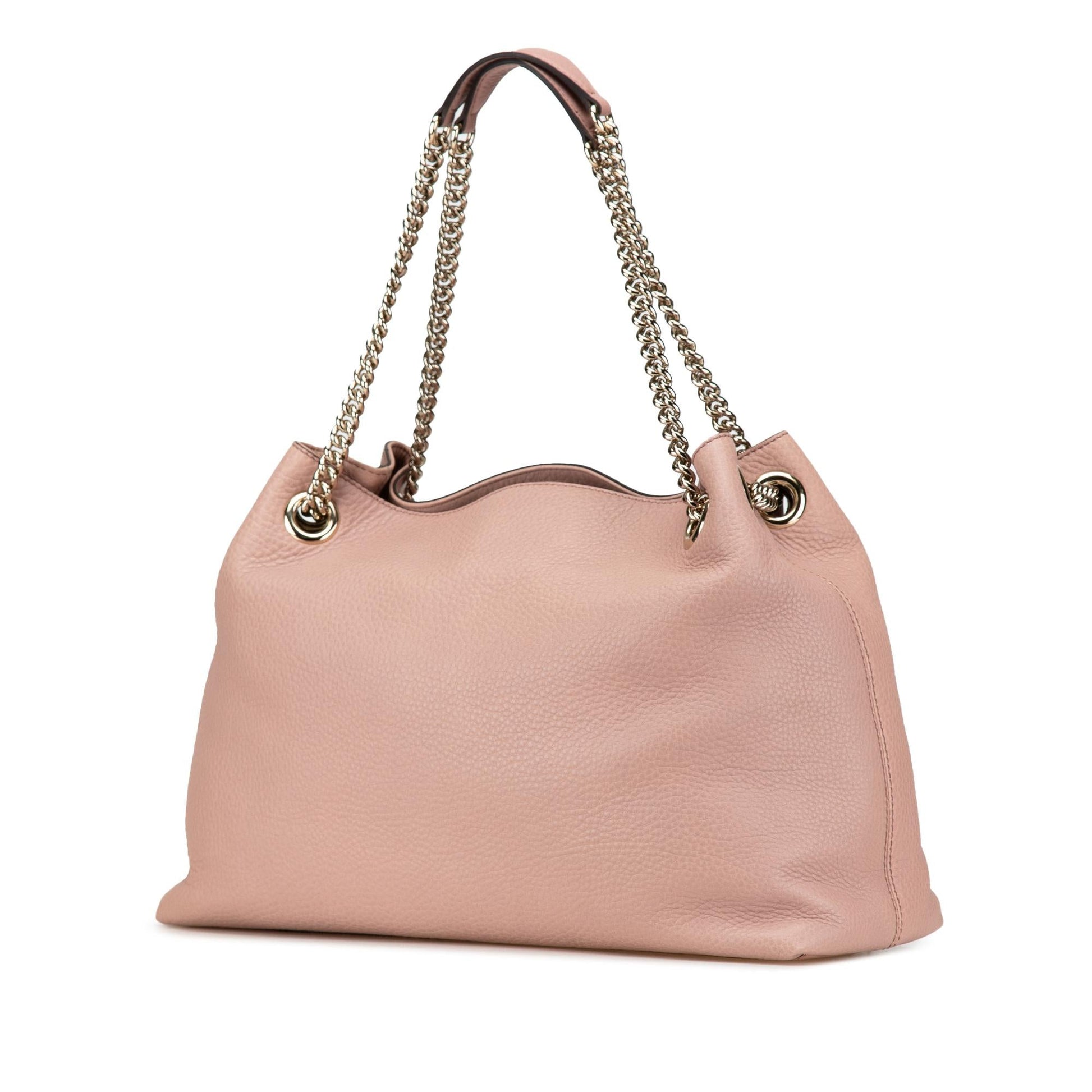 Gucci Soho Chain Leather Calf Pink Medium Tote Bag
