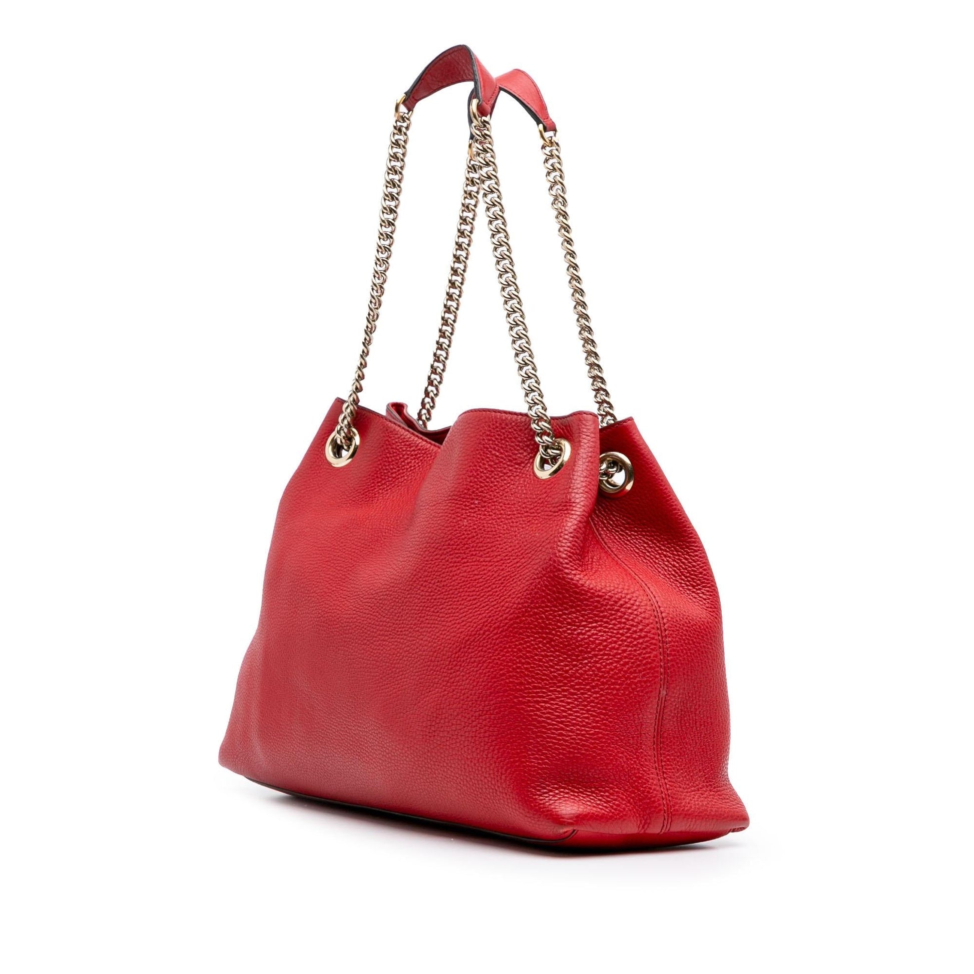 Gucci Soho Chain Leather Calf Red Medium Tote Bag Tote 16